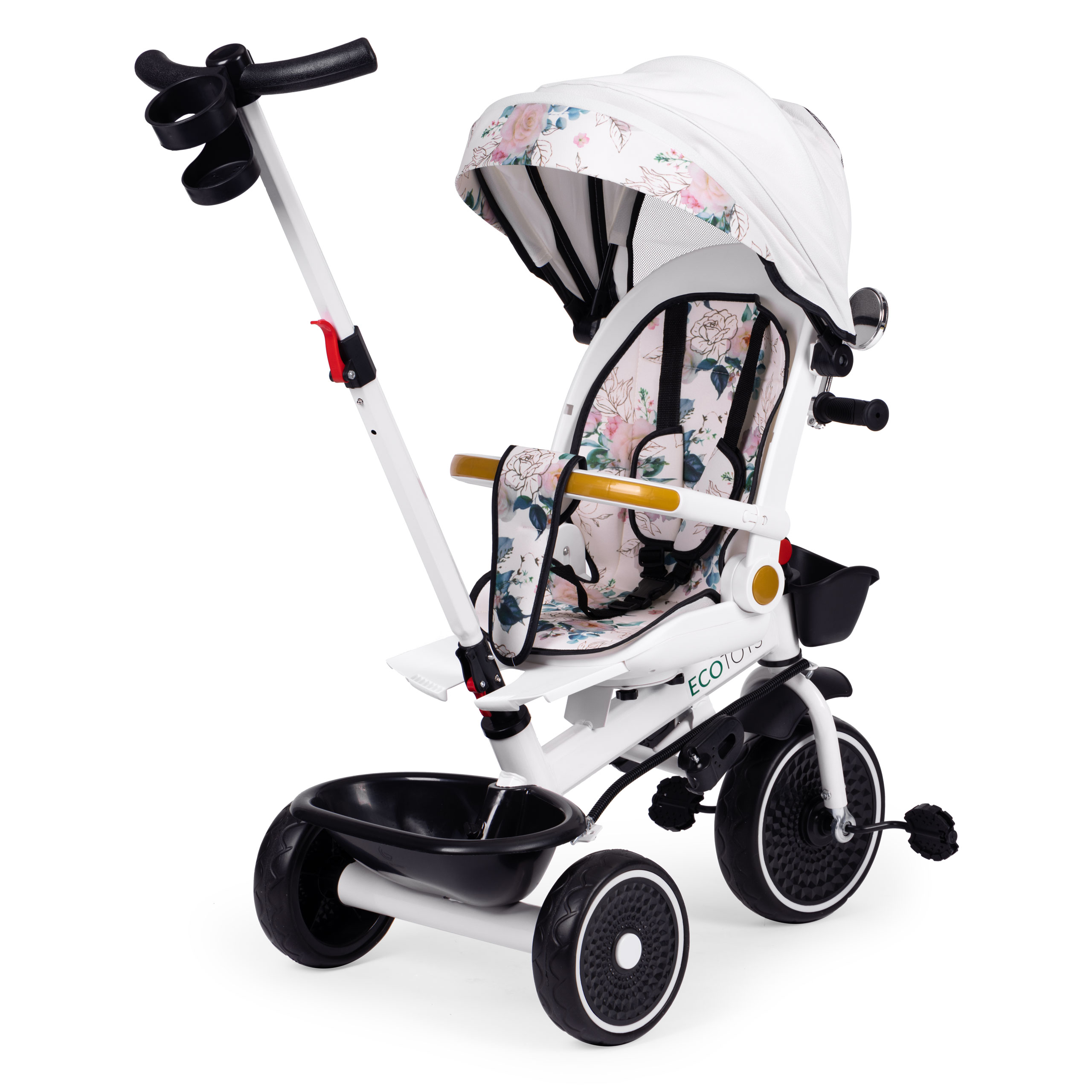 Vaikiškas triratukas su pasukama sėdyne ir stogeliu ecotoys