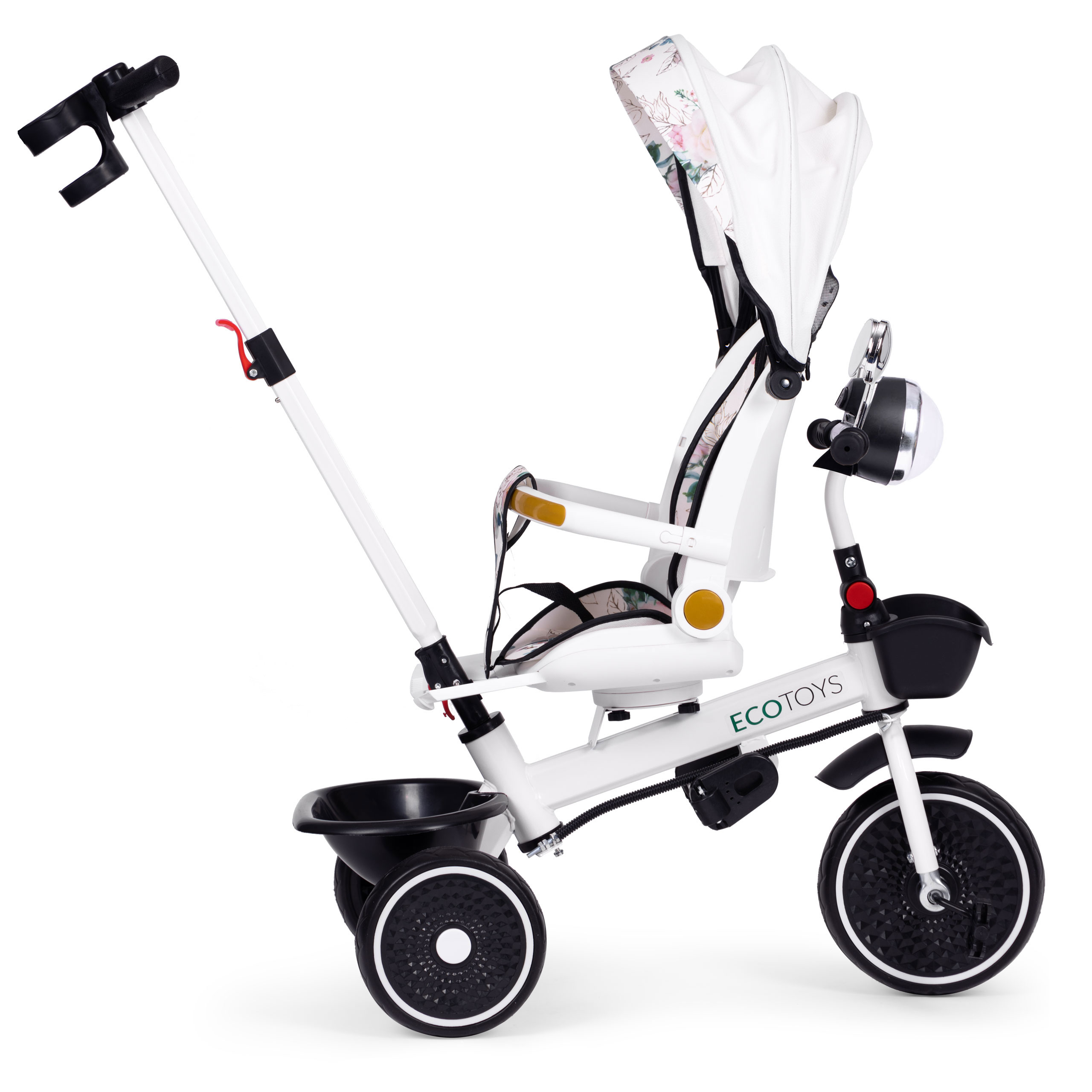 Vaikiškas triratukas su pasukama sėdyne ir stogeliu ecotoys