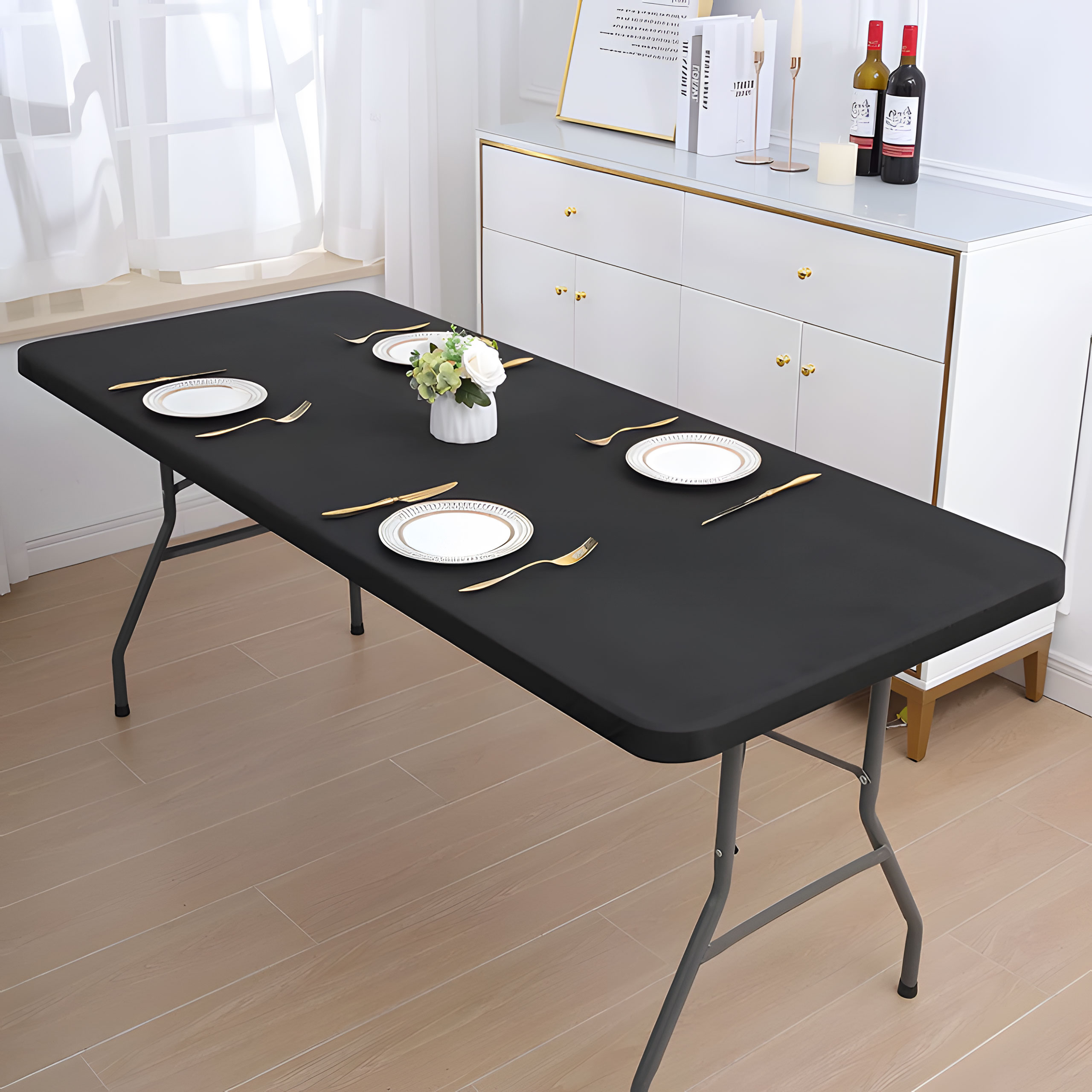 Sulankstomas stalas 180x74cm, juodas, modernhome