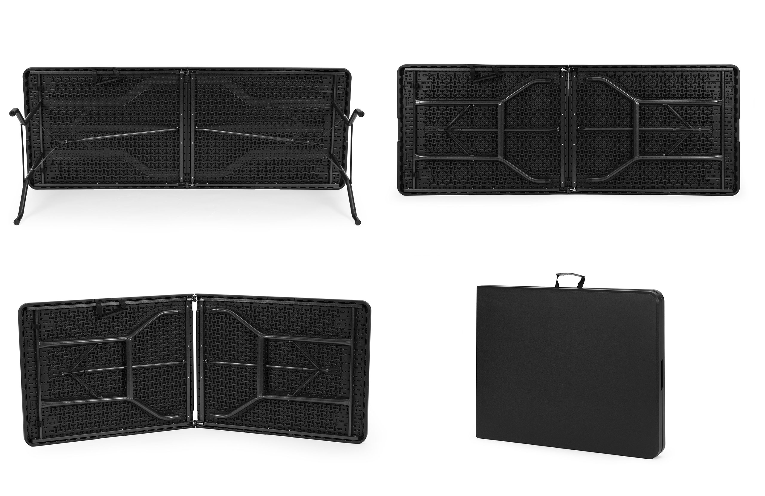 Sulankstomas stalas 180x74cm, juodas, modernhome