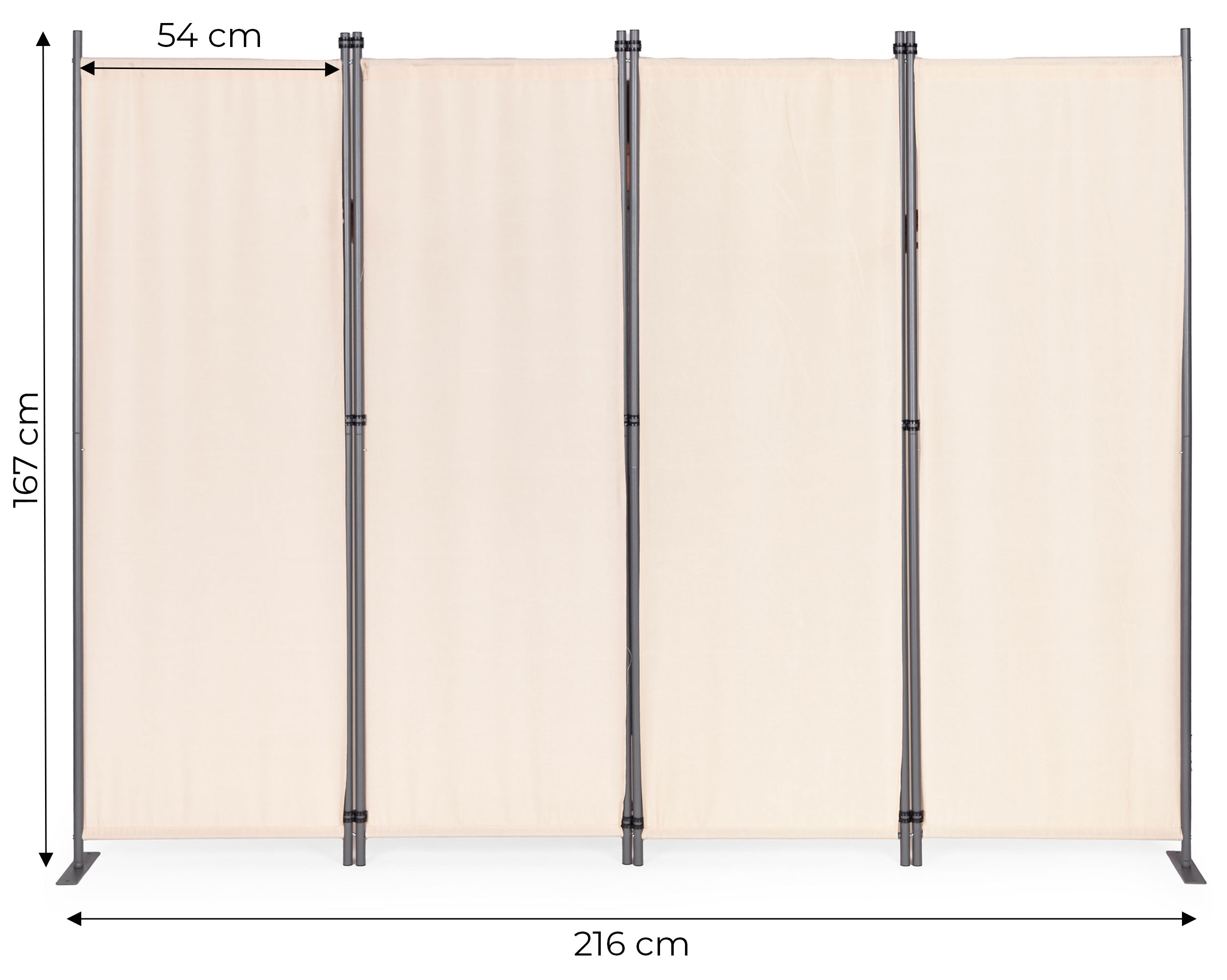 Sulankstoma 4 dalių sodo pertvara 167x216 cm, smėlio spalvos