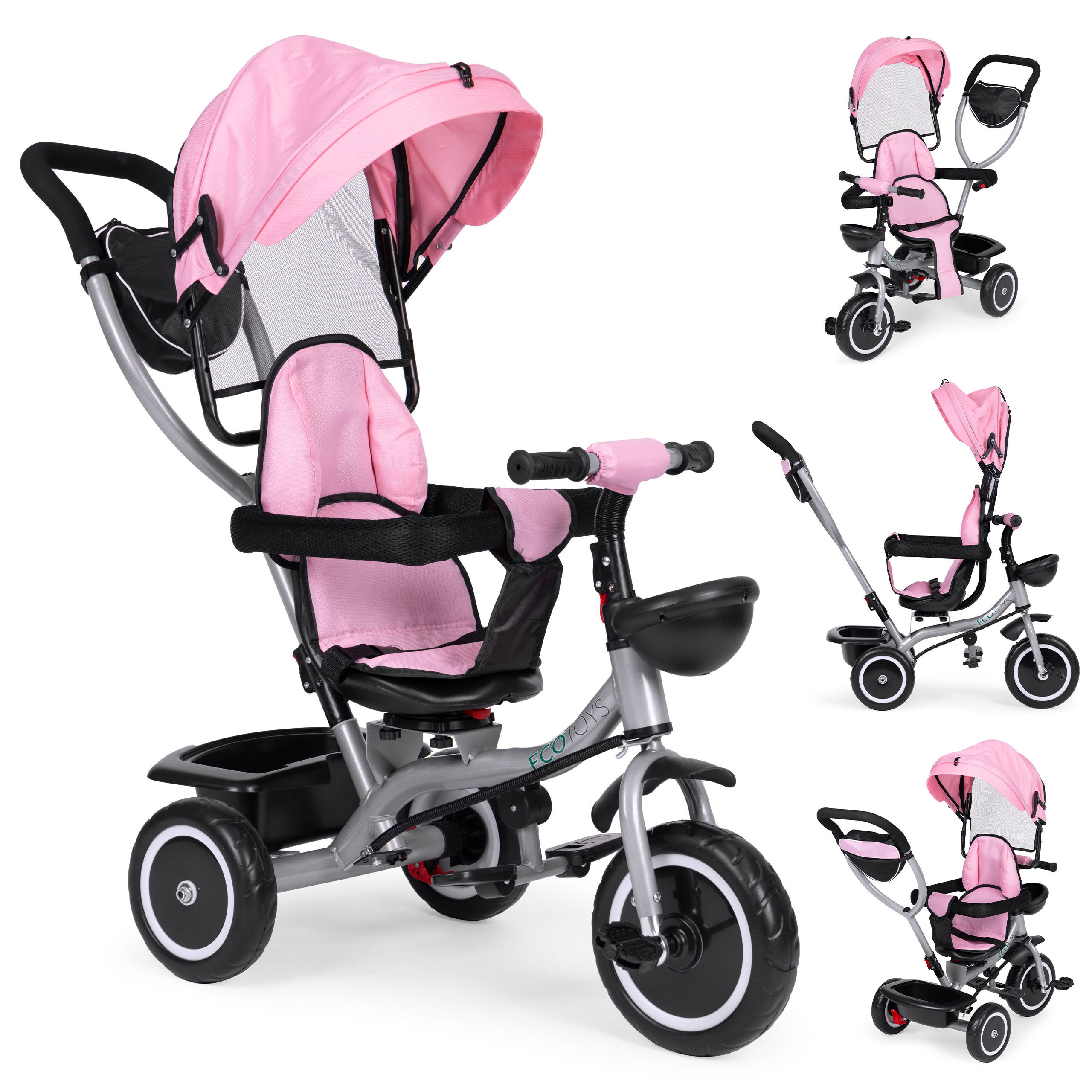 2-in-1 triratukas, rožinis, ecotoys