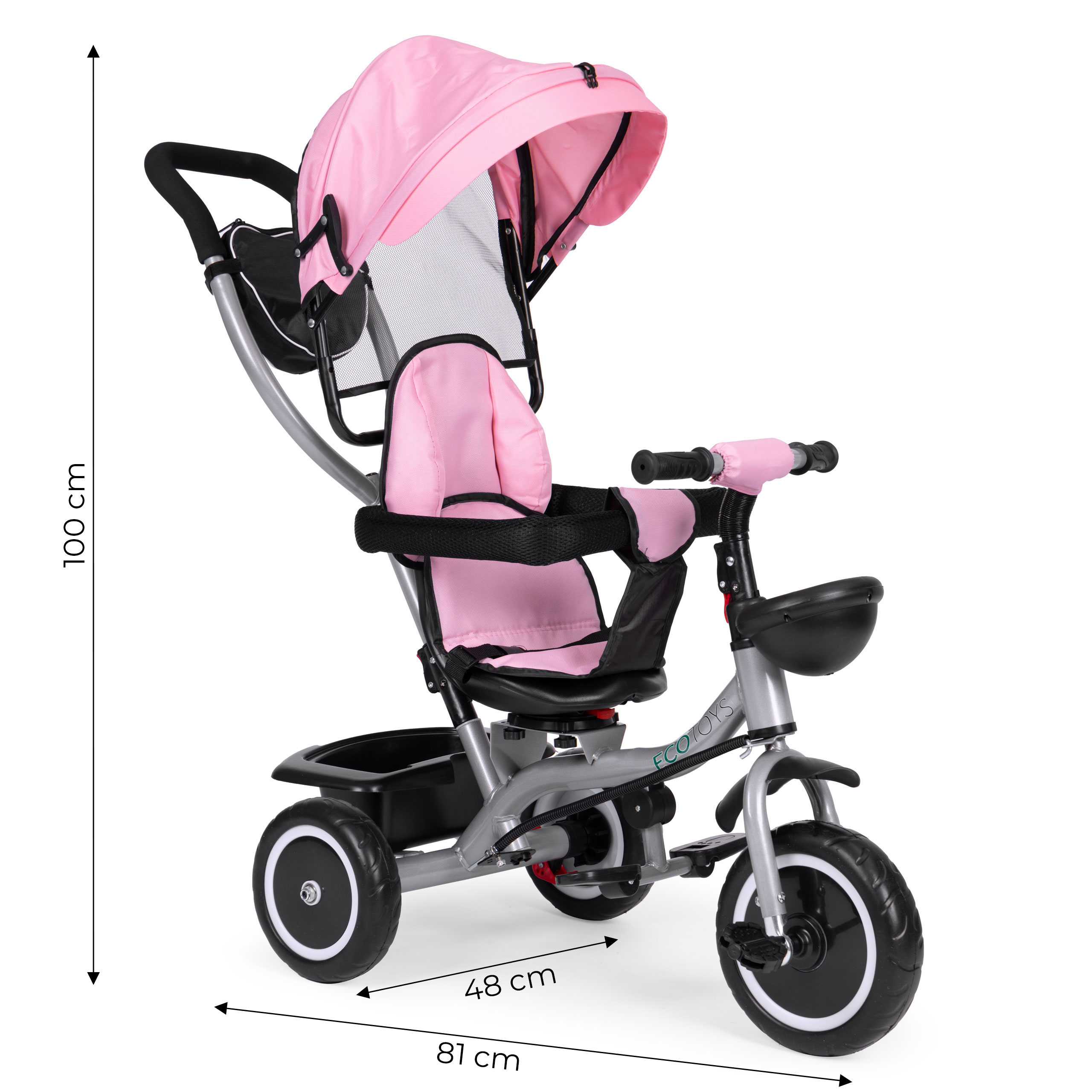 2-in-1 triratukas, rožinis, ecotoys