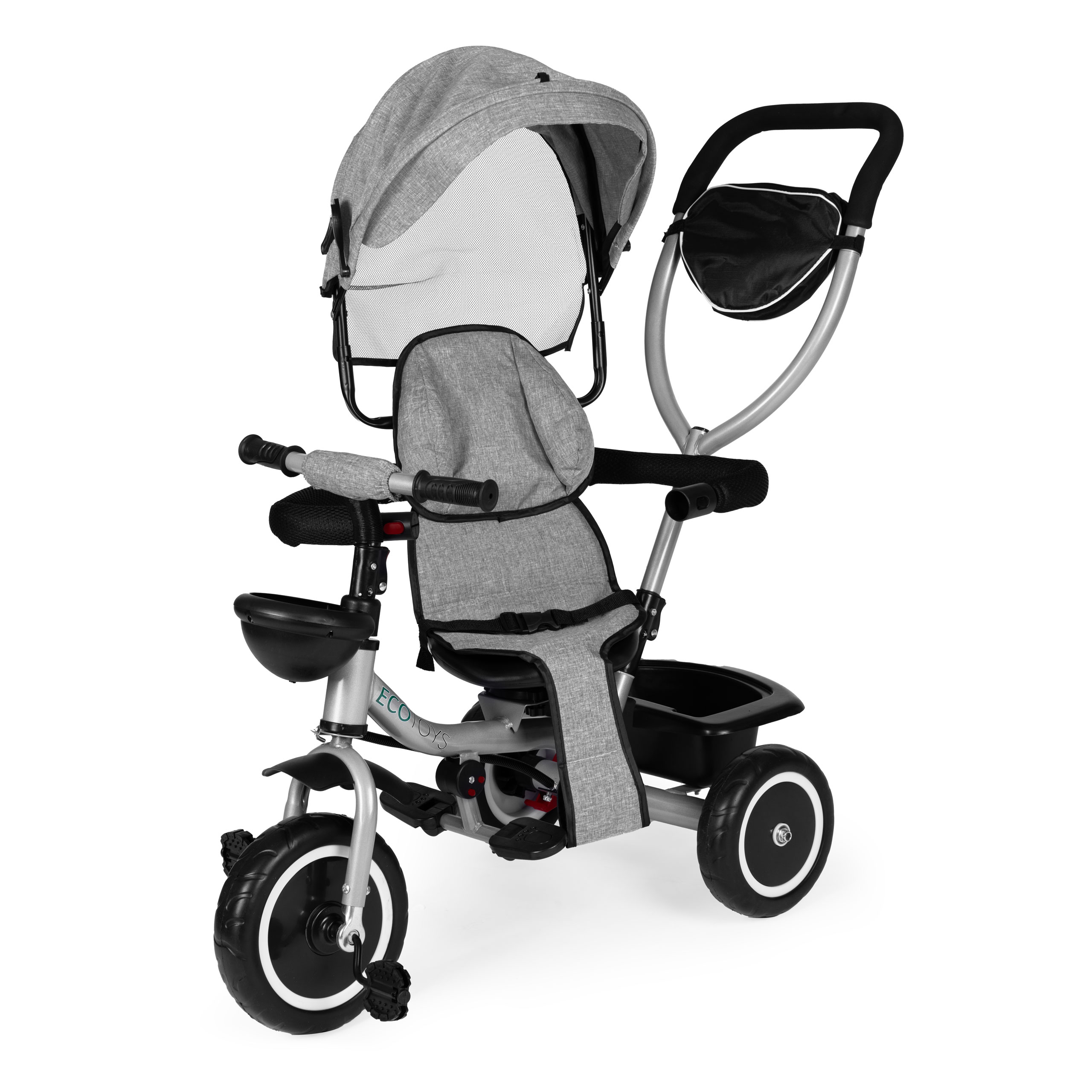 2-in-1 triratukas, pilkas, ecotoys