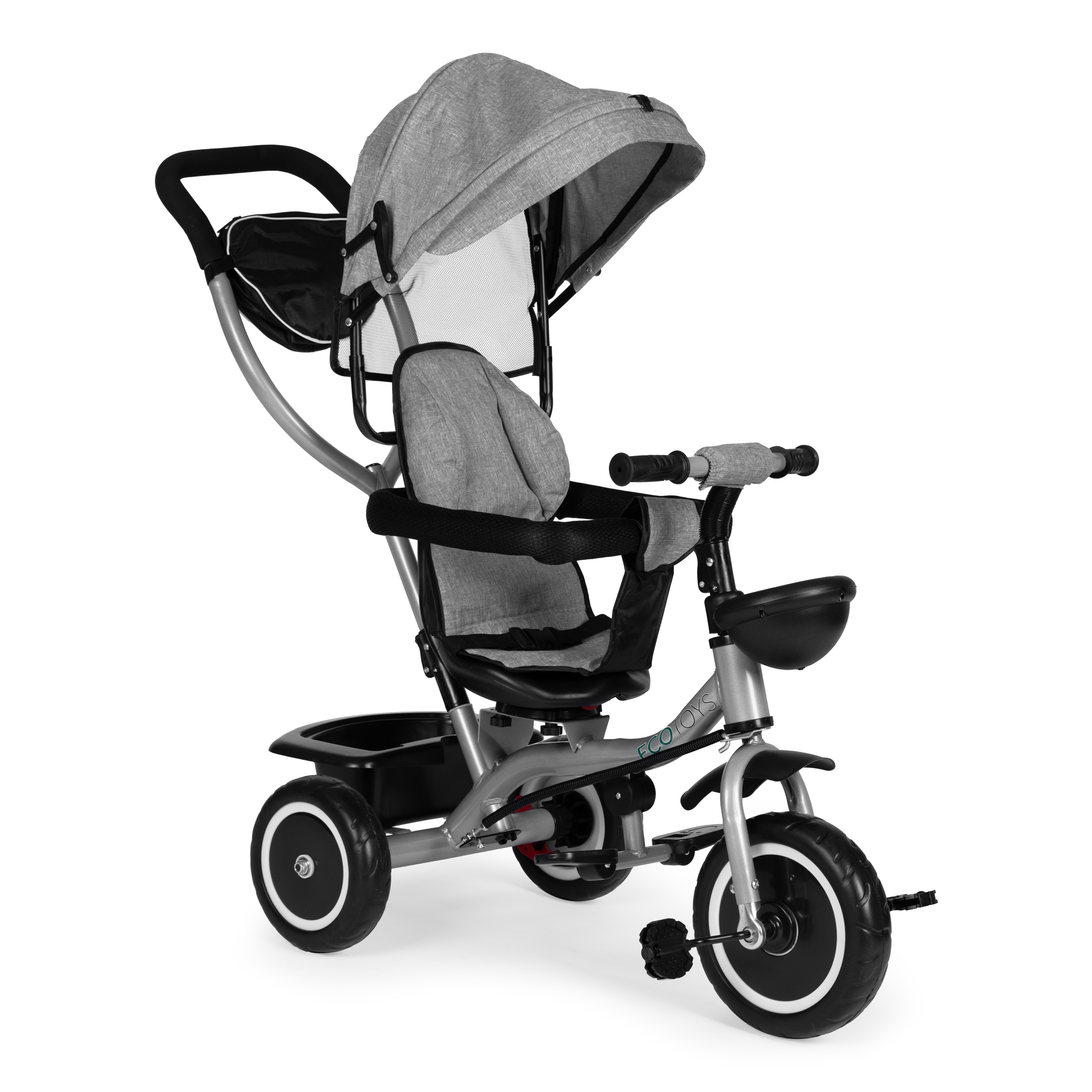 2-in-1 triratukas, pilkas, ecotoys