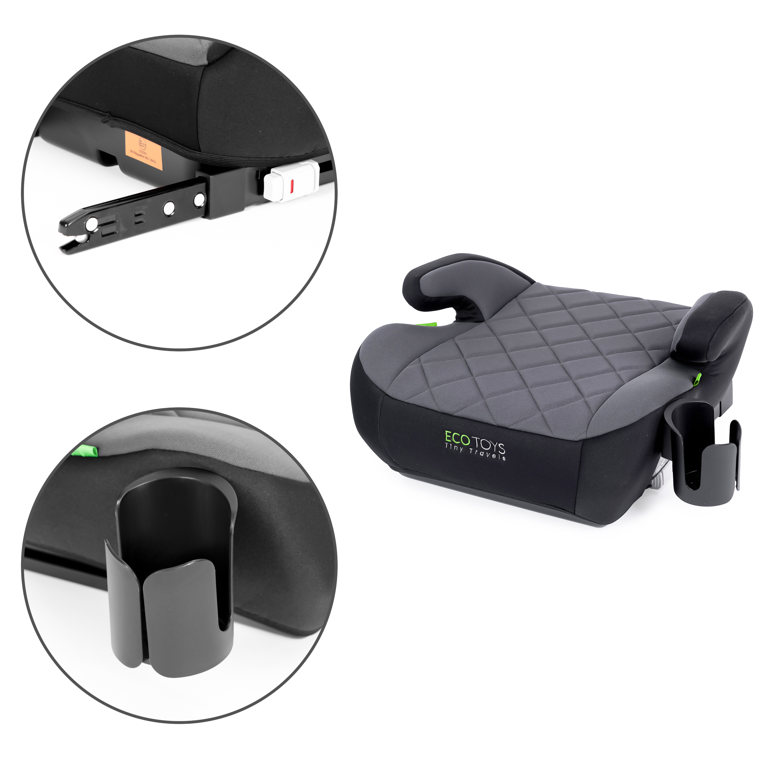 Automobilinė sėdynės paaukštinimo pagalvėlė ECOTOYS su ISOFIX sistema ir puodelio laikikliu, skirta vaikams nuo 125 iki 150 cm ūgio