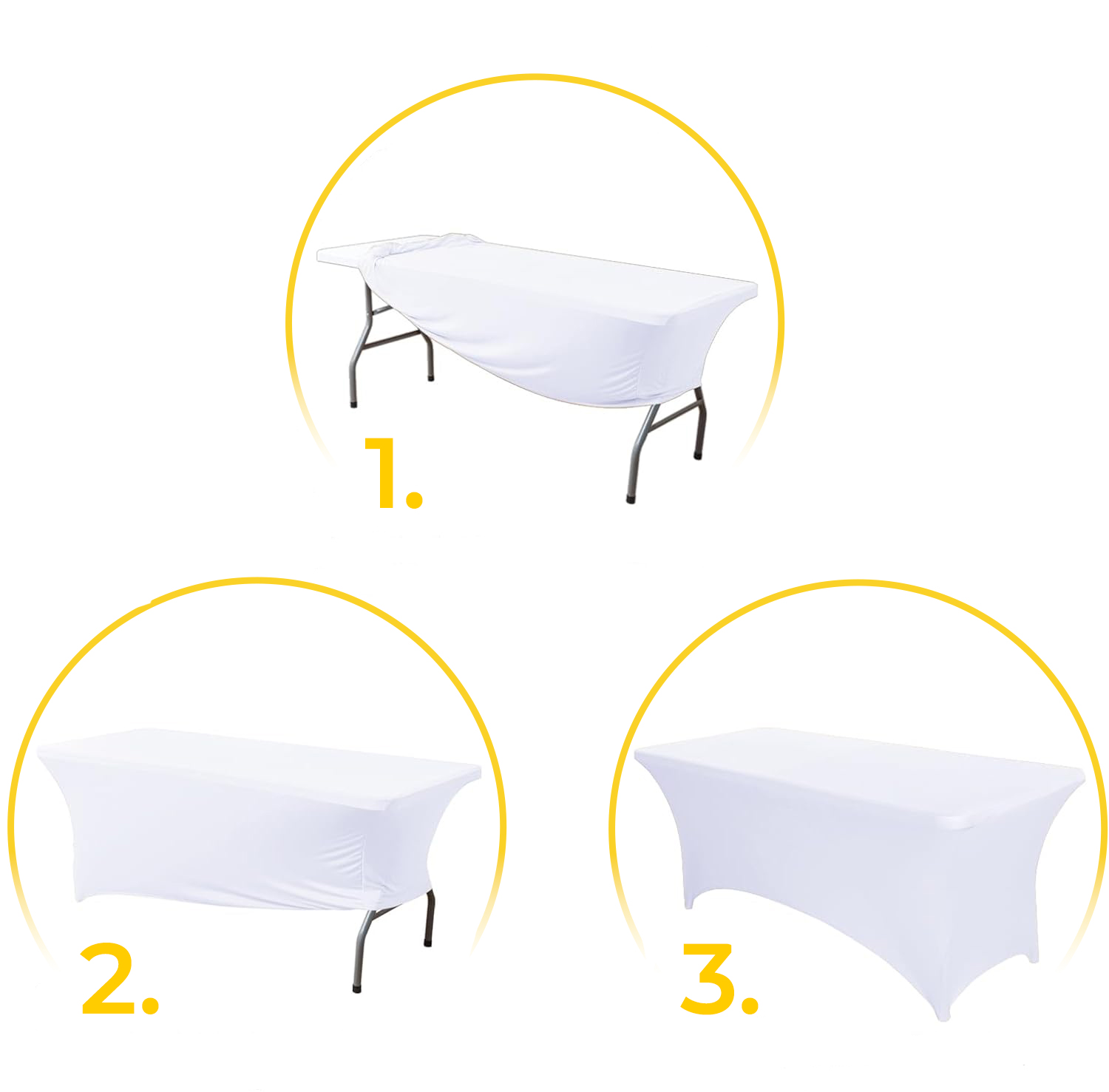Universalus staltiesės užvalkalas maitinimo stalui 180 cm 6ft baltas elastingas