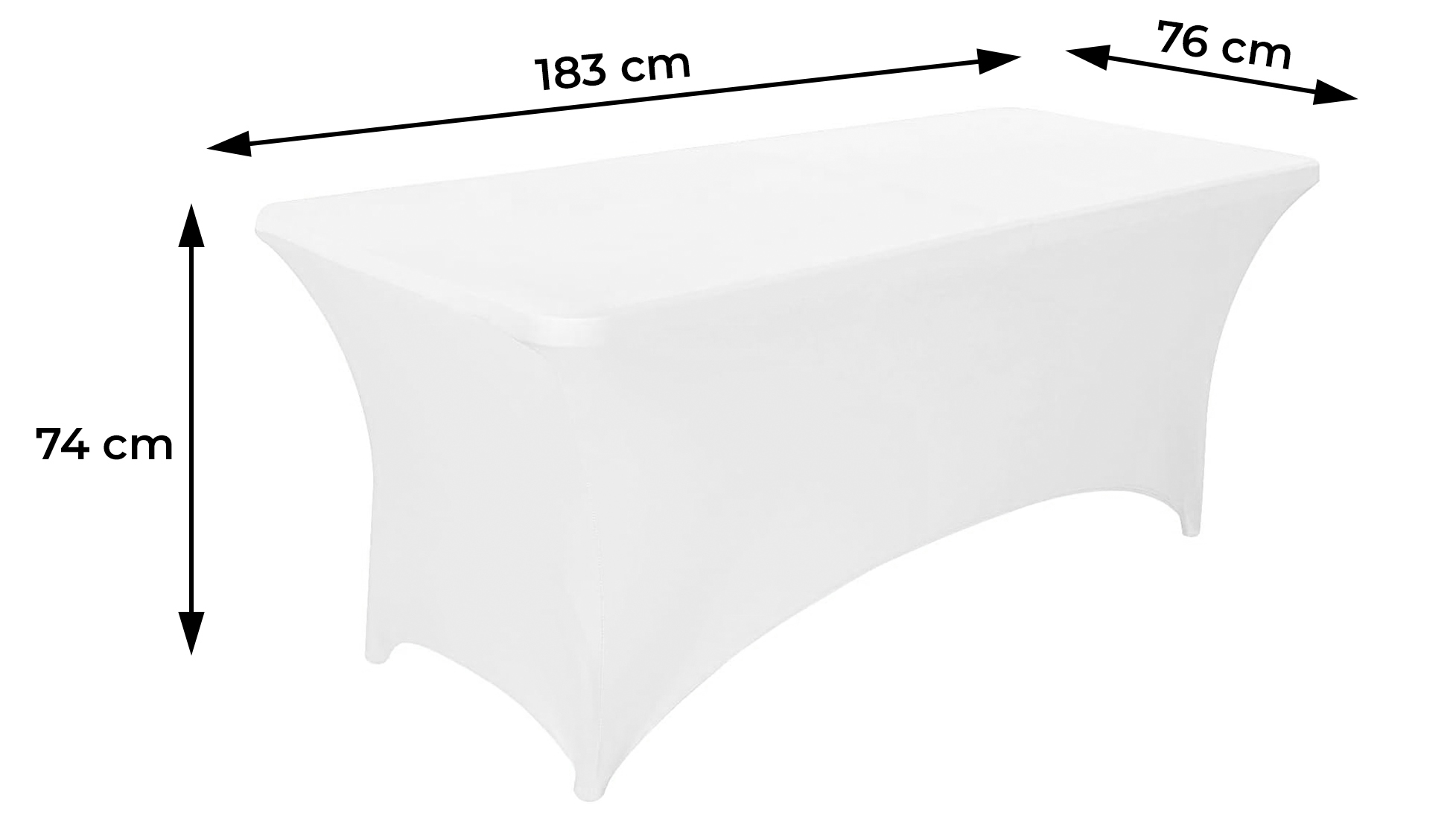 Universalus staltiesės užvalkalas maitinimo stalui 180 cm 6ft baltas elastingas