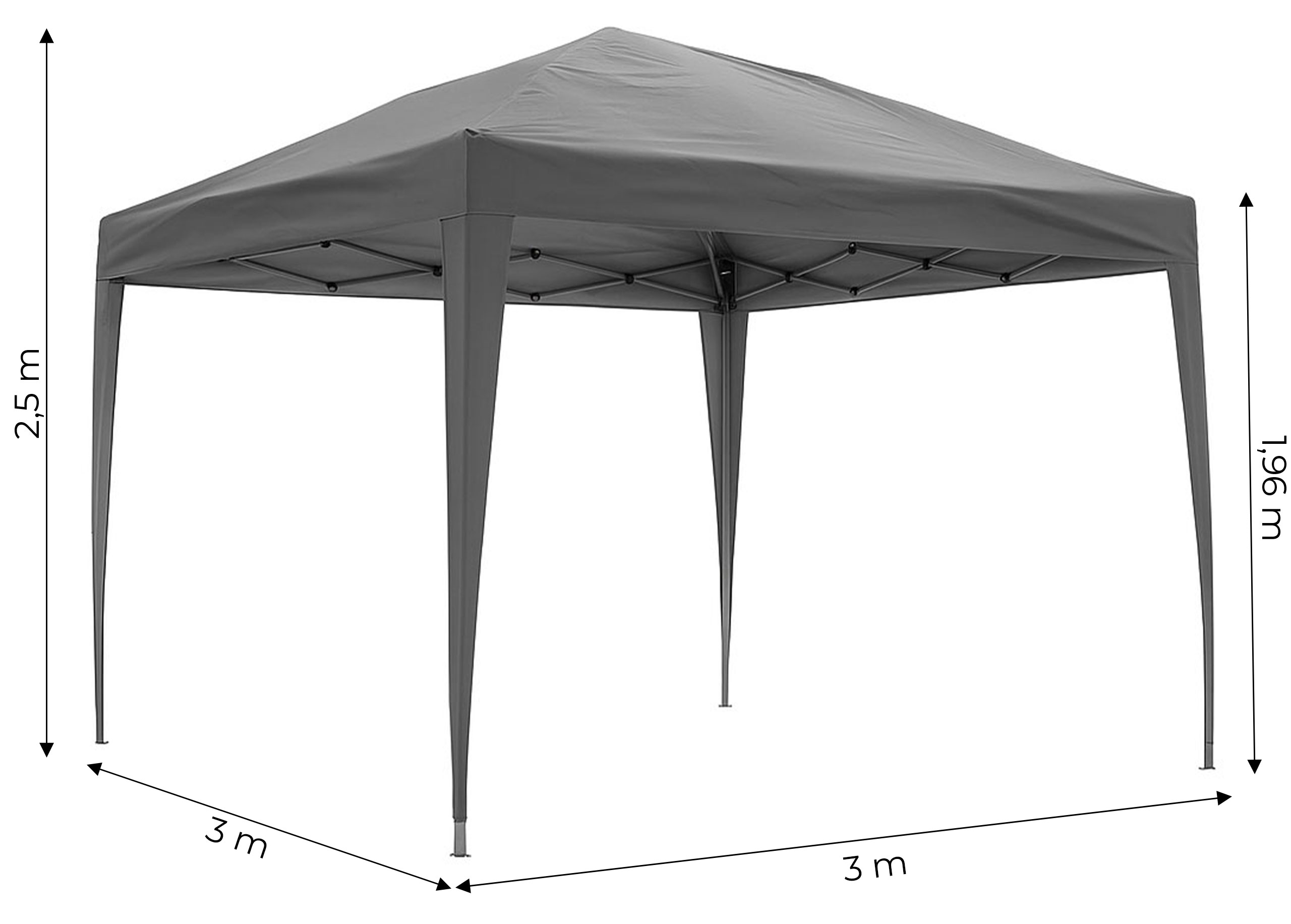 Sodo palapinė 3x3m. pilka