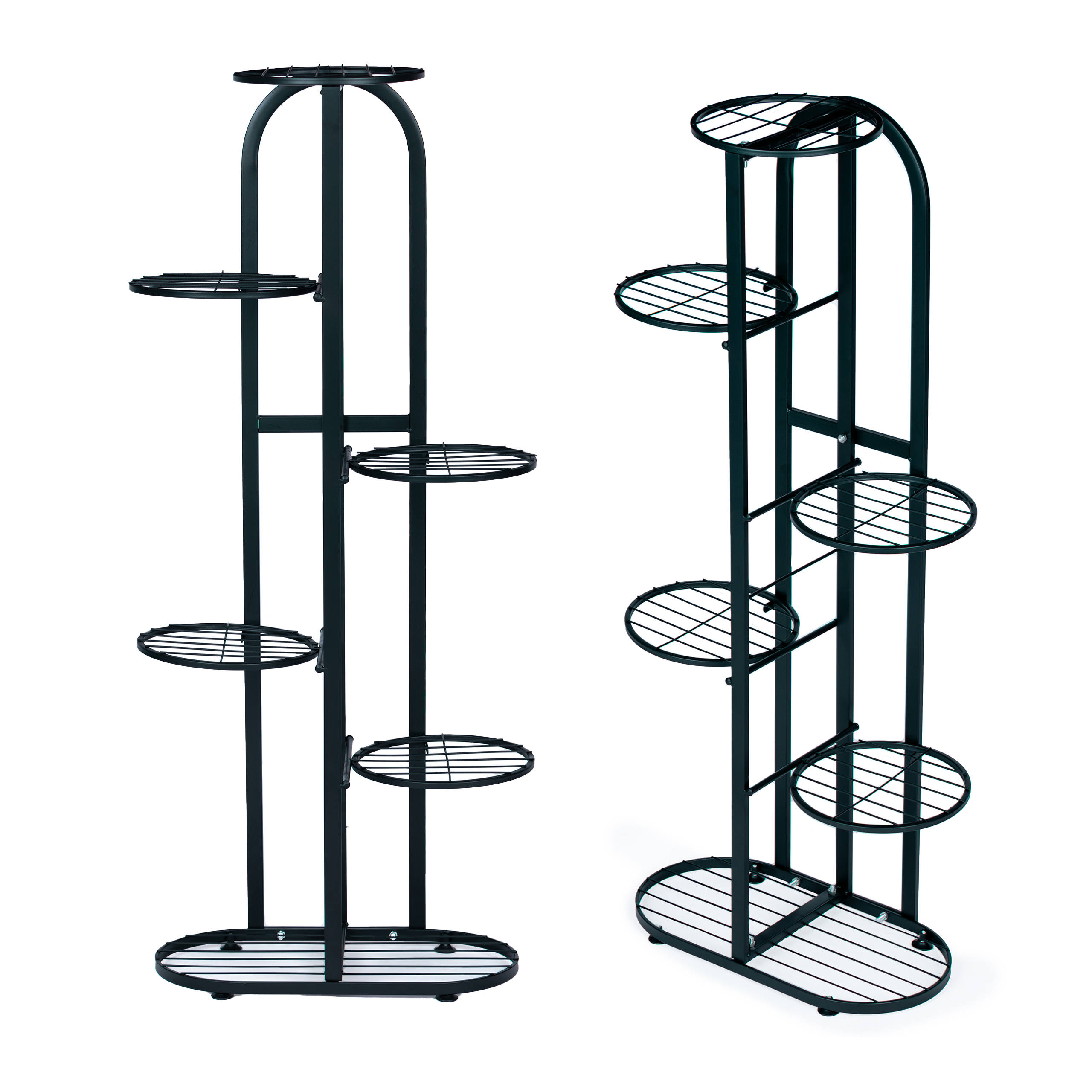 Modernus metalinis 6 lygių juodos spalvos gėlių stovas