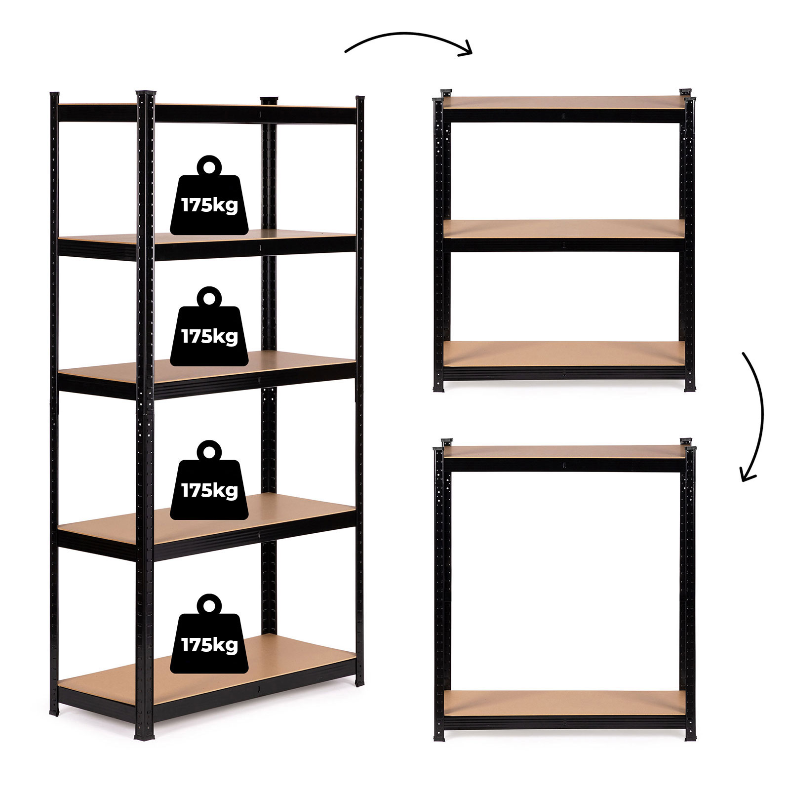 Metalinė sandėlio lentyna 180x90x30 cm rūsio garažui 5 lentynos 875 kg modernhome