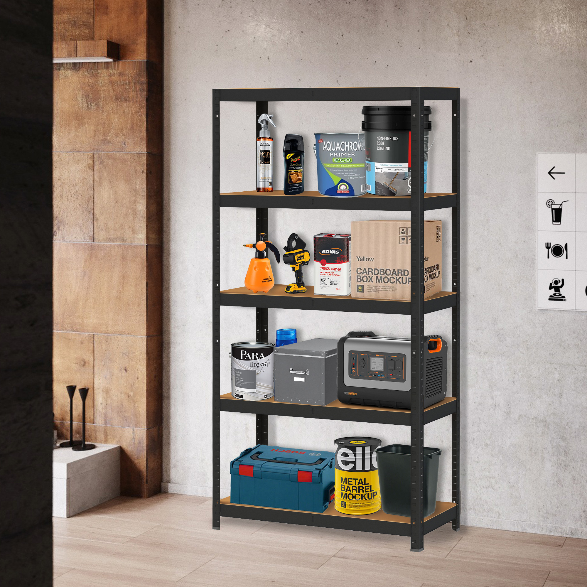 Metalinė sandėlio lentyna 180x90x30 cm rūsio garažui 5 lentynos 875 kg modernhome