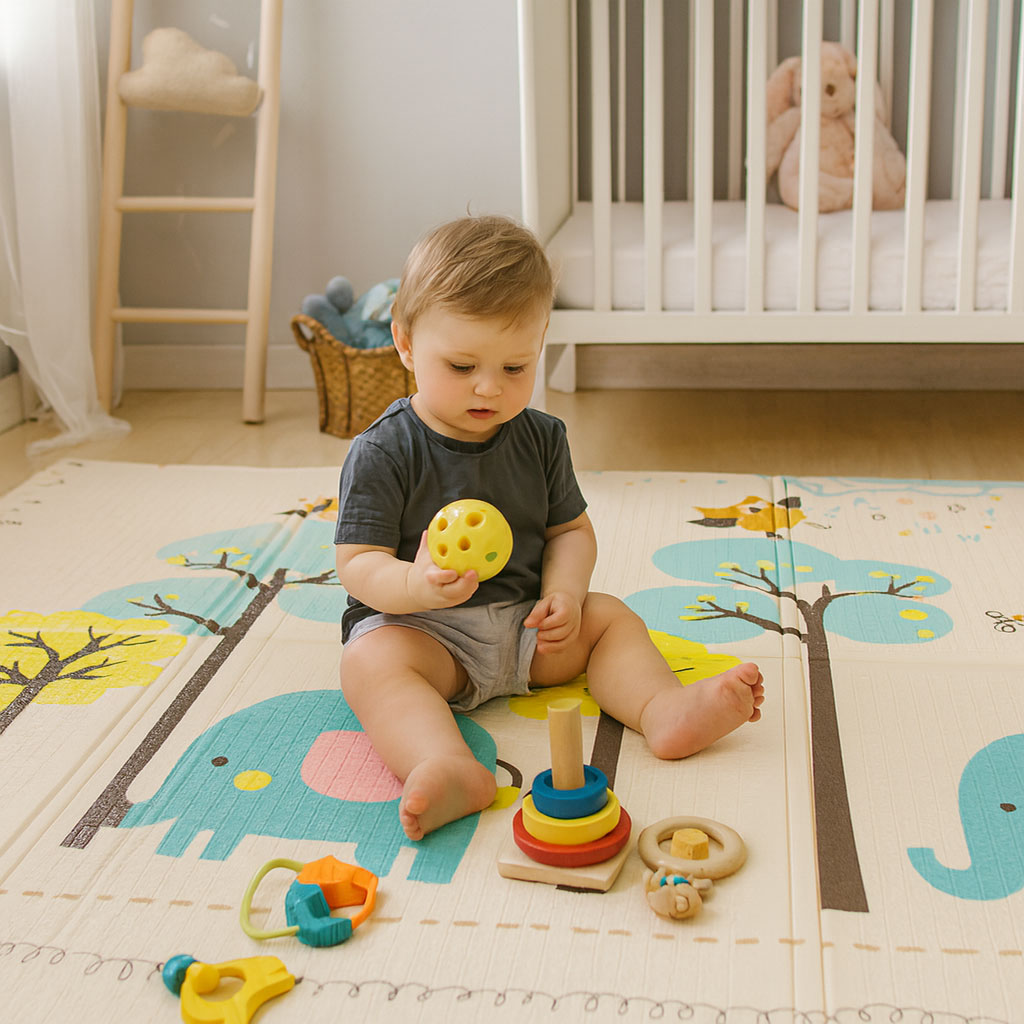 Vaikiškas edukacinis kilimėlis ecotoys 200x150 cm, dvipusis, sulankstomas