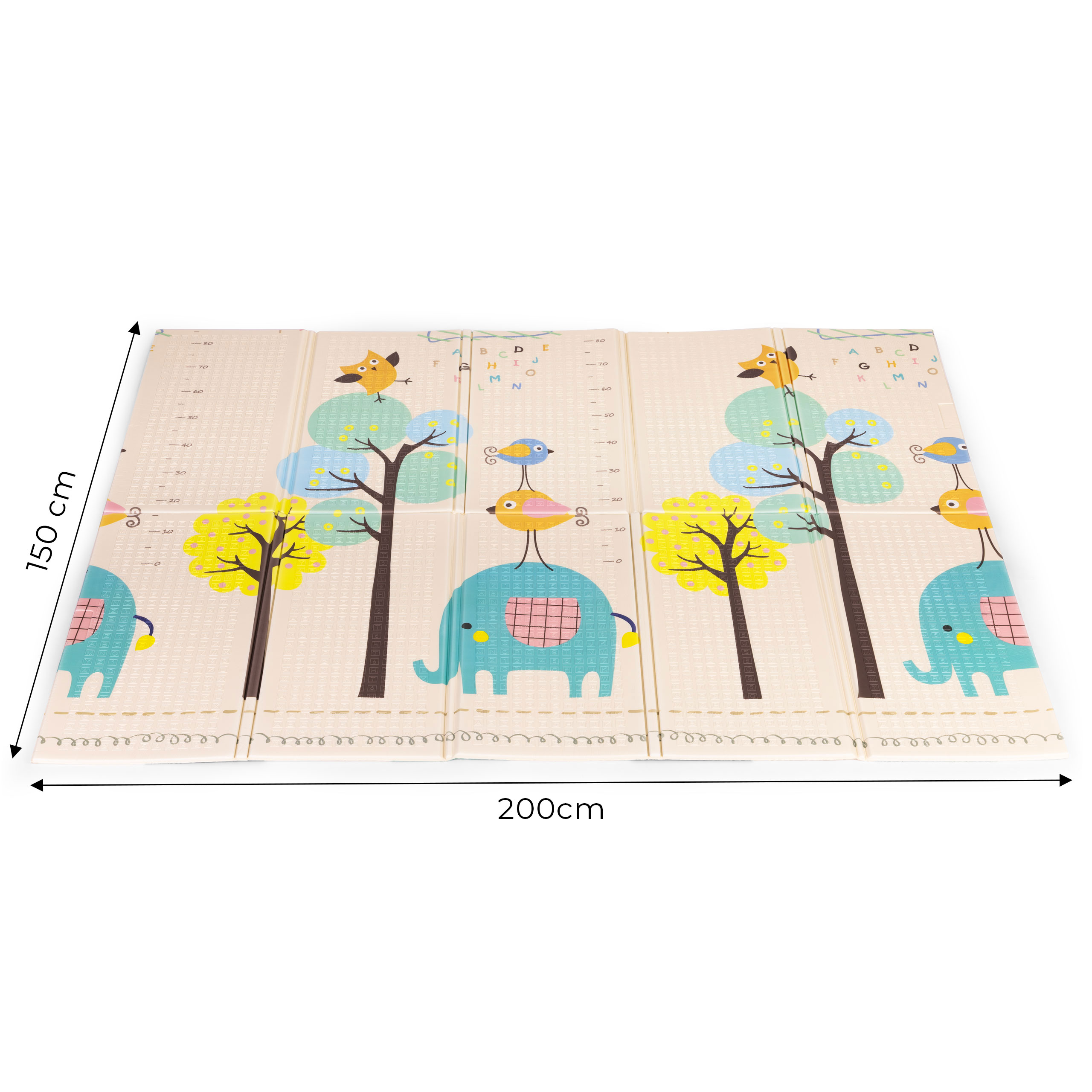 Vaikiškas edukacinis kilimėlis ecotoys 200x150 cm, dvipusis, sulankstomas