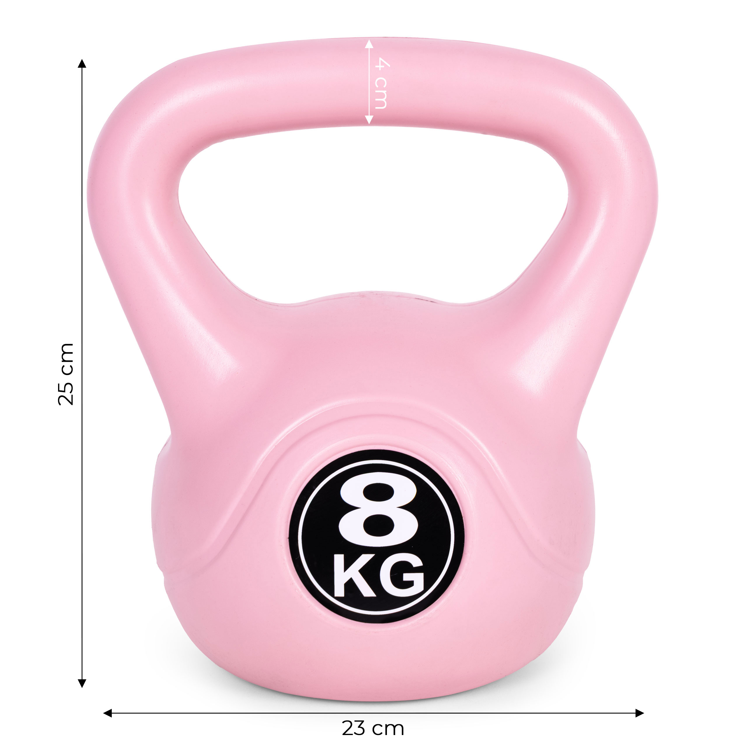 Kettlebell 8 kg, treniruoklis, hantelis, svarmuo, rožinis, ModernHome