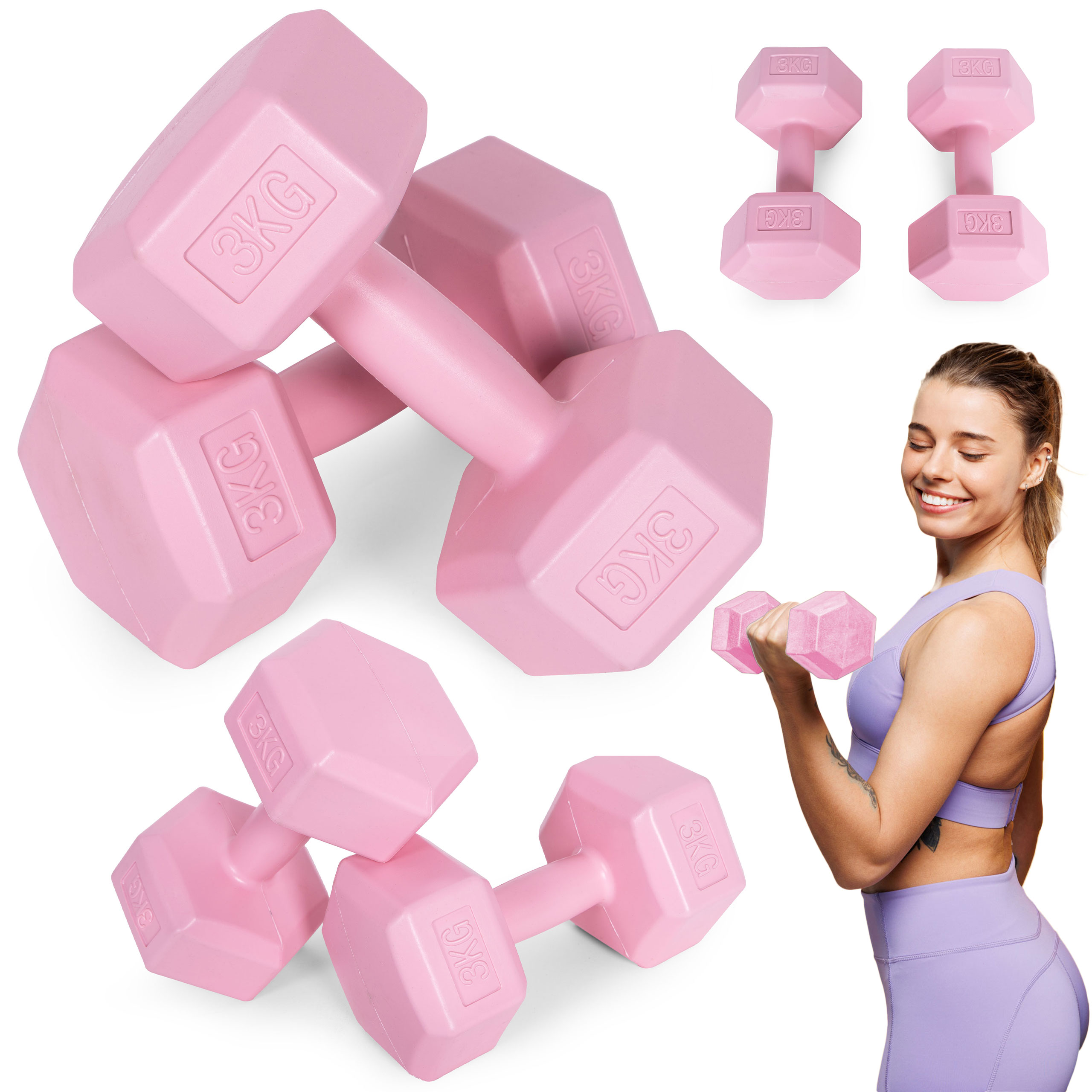 Šešiakampiai hantelia 2x3 kg  modernhome
