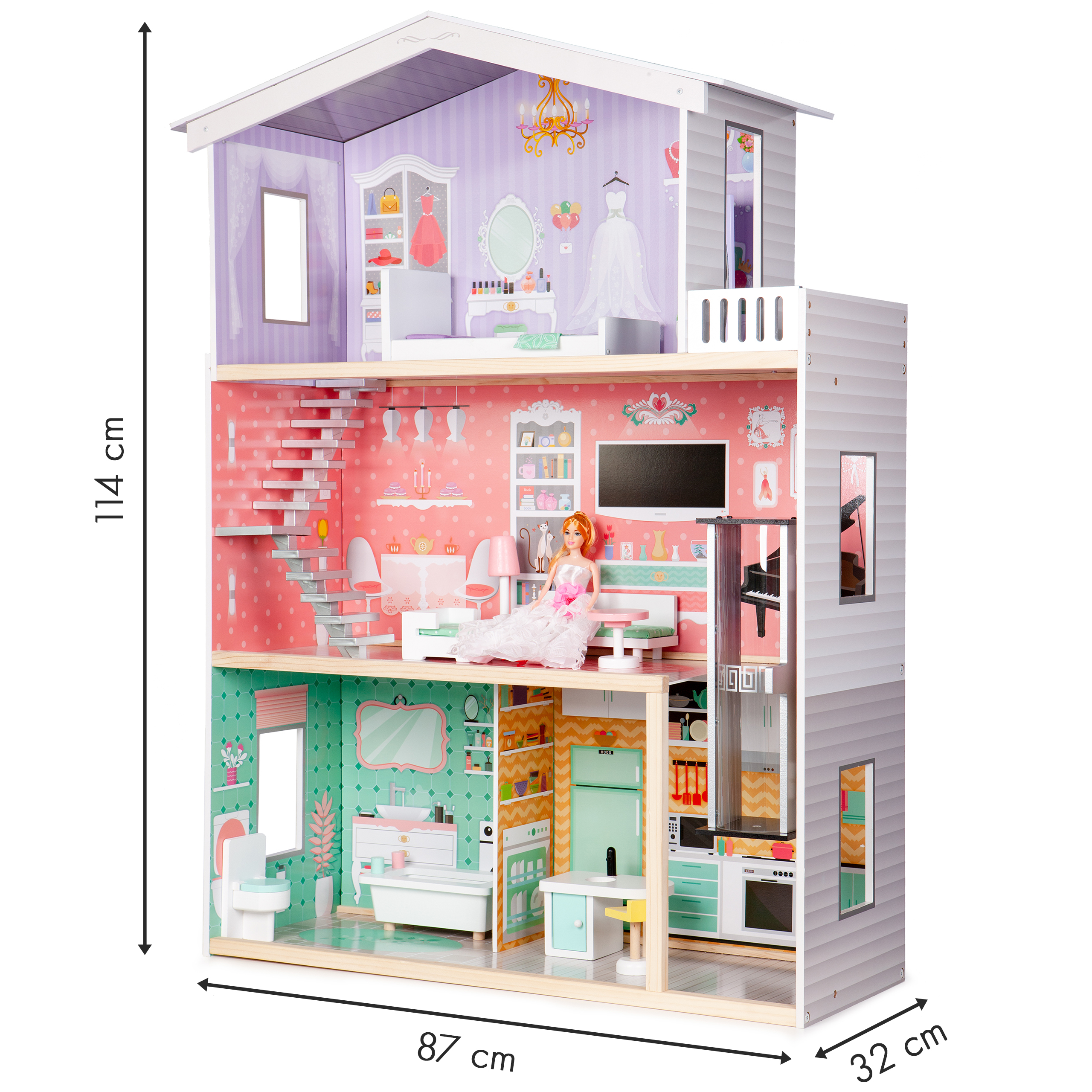 Didelis medinis lėlių namas - ecotoys