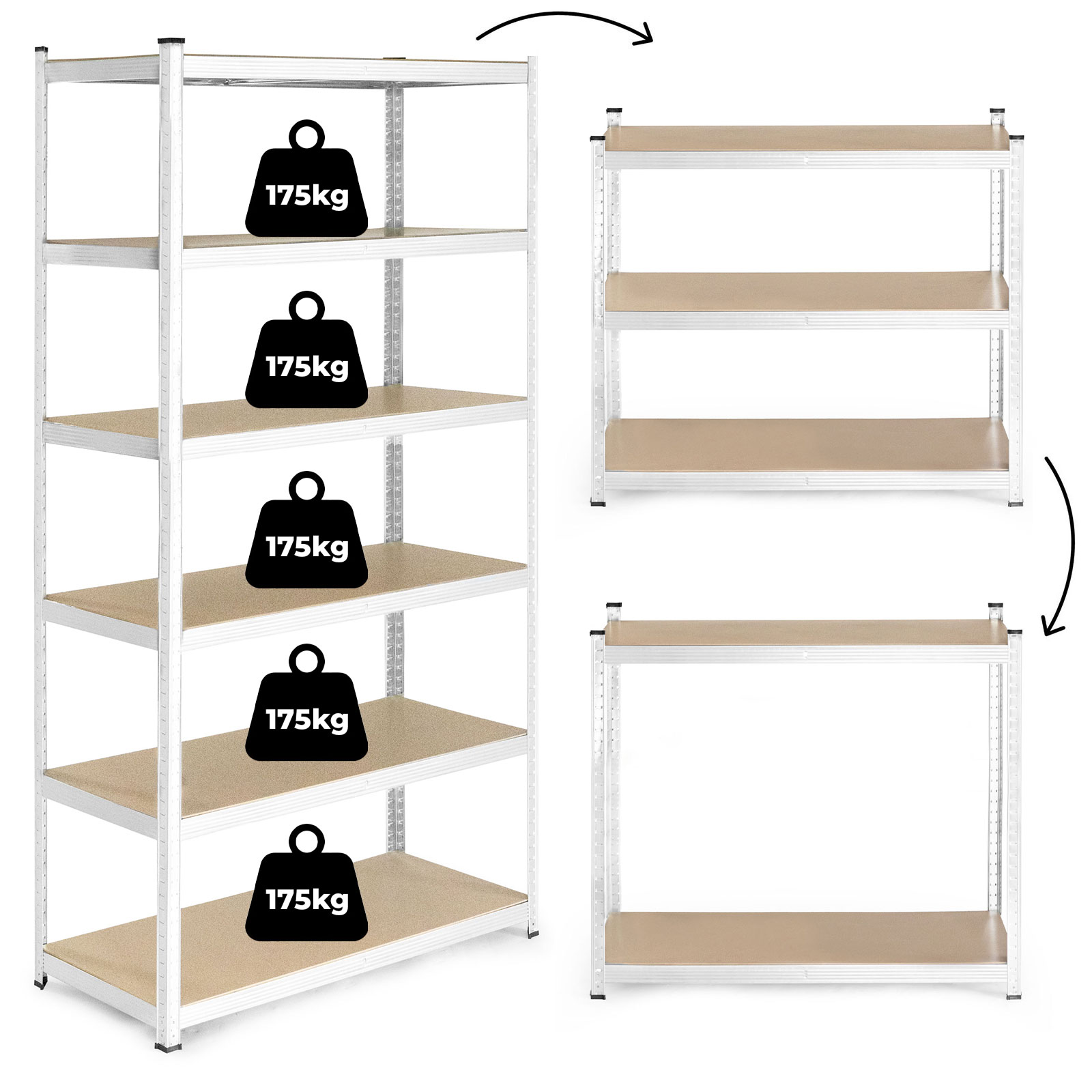 Sandėlio lentyna 222x110x50 cm cinkuoto plieno 6 lentynos 1050 kg modernhome