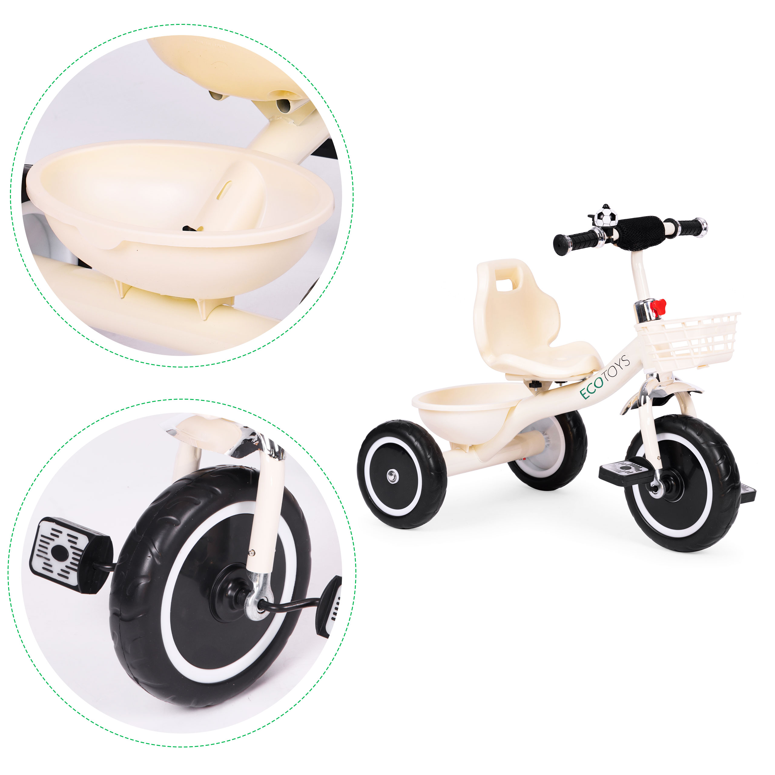 Triratukas, beige, ecotoys
