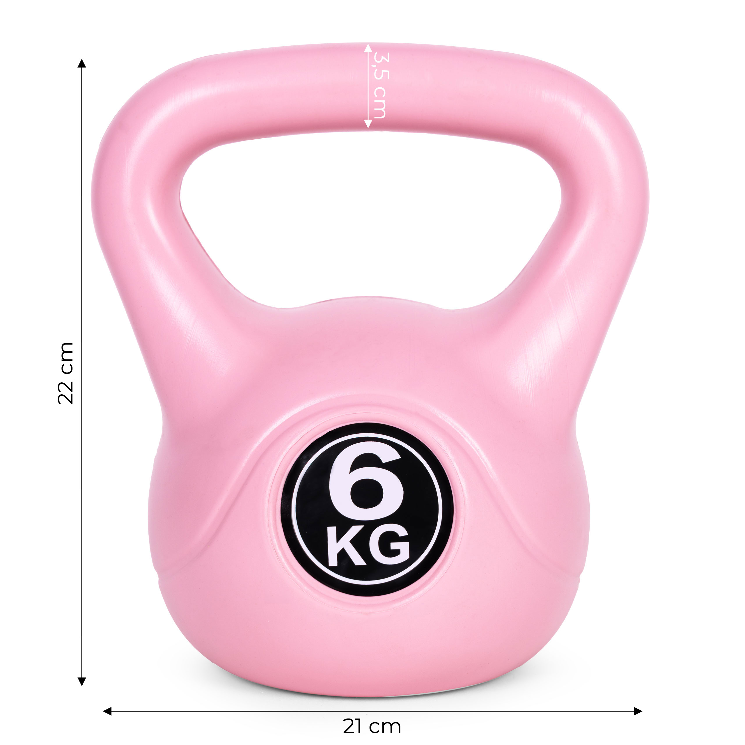 Kettlebell 6 kg, treniruoklis, hantelis, svarmuo, rožinis, modernhome
