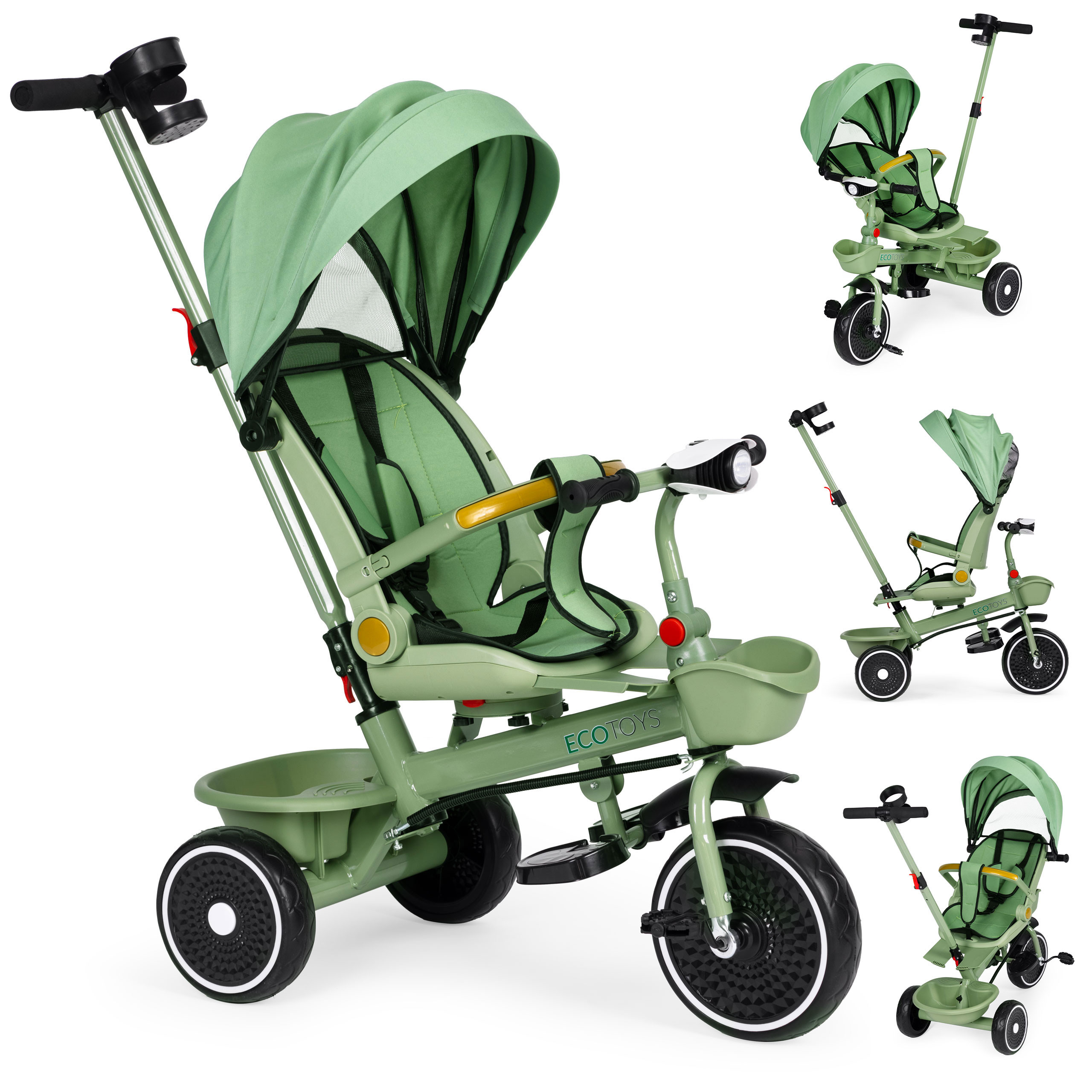 2-in-1 triratukas, žalias, ecotoys
