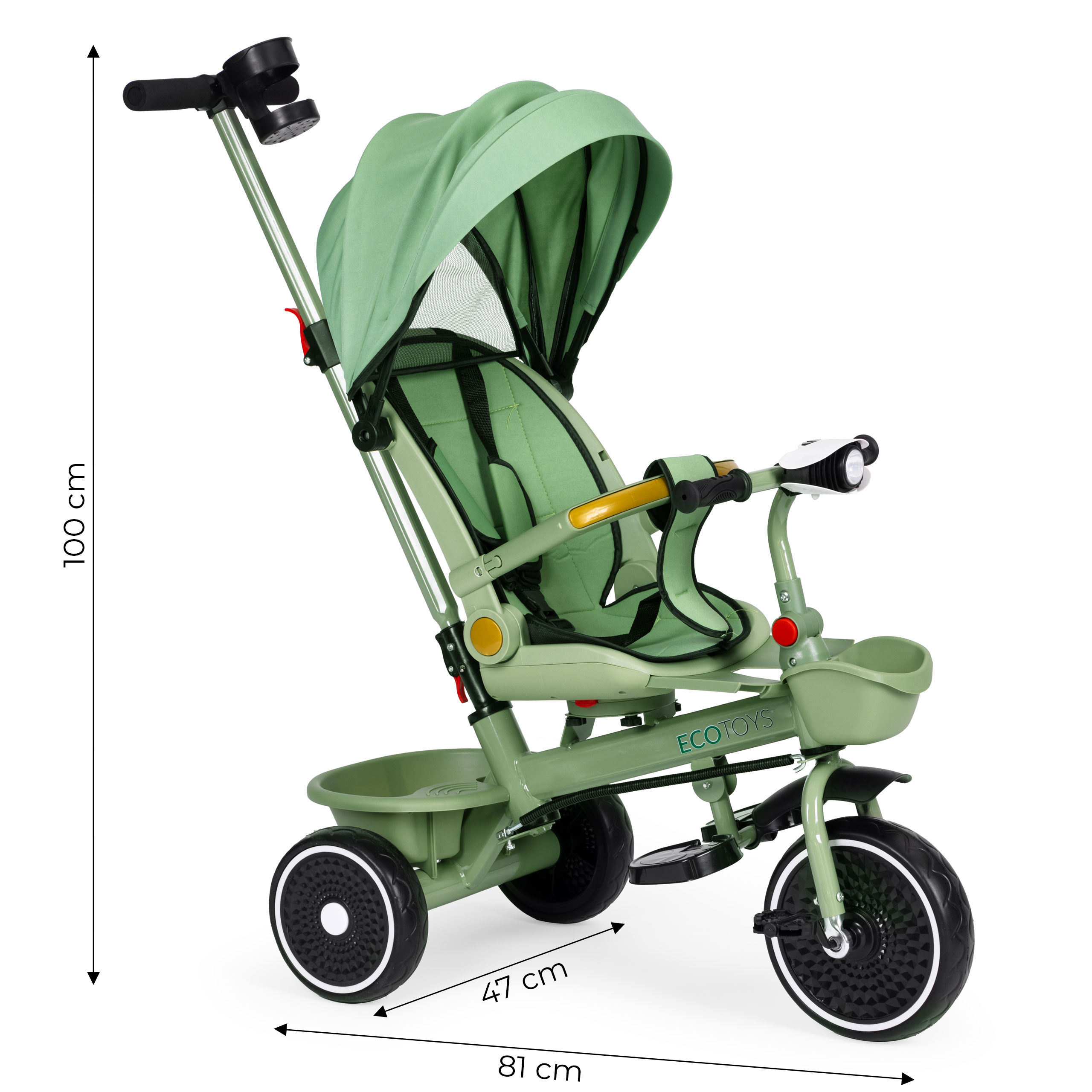 2-in-1 triratukas, žalias, ecotoys