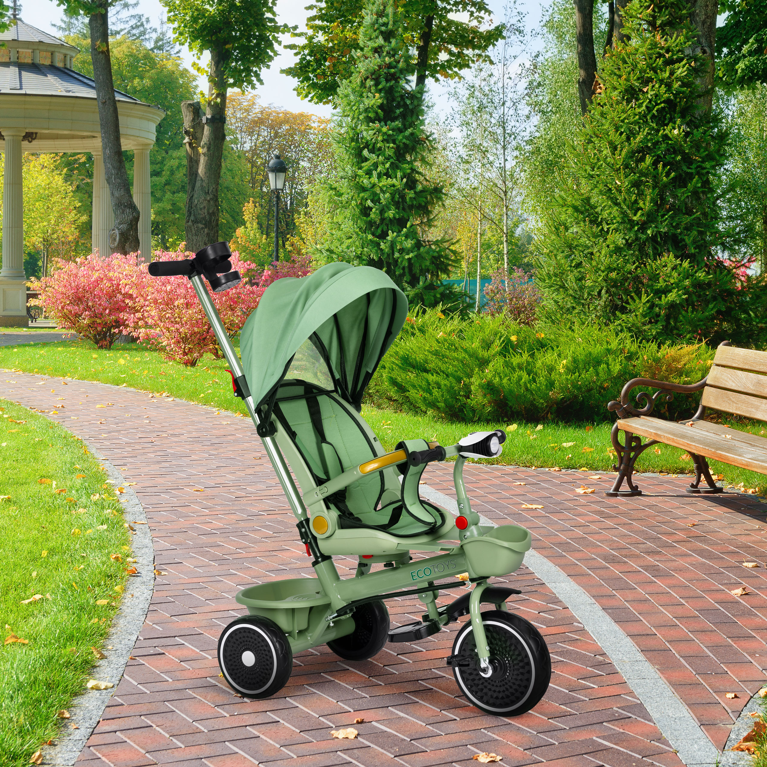 2-in-1 triratukas, žalias, ecotoys
