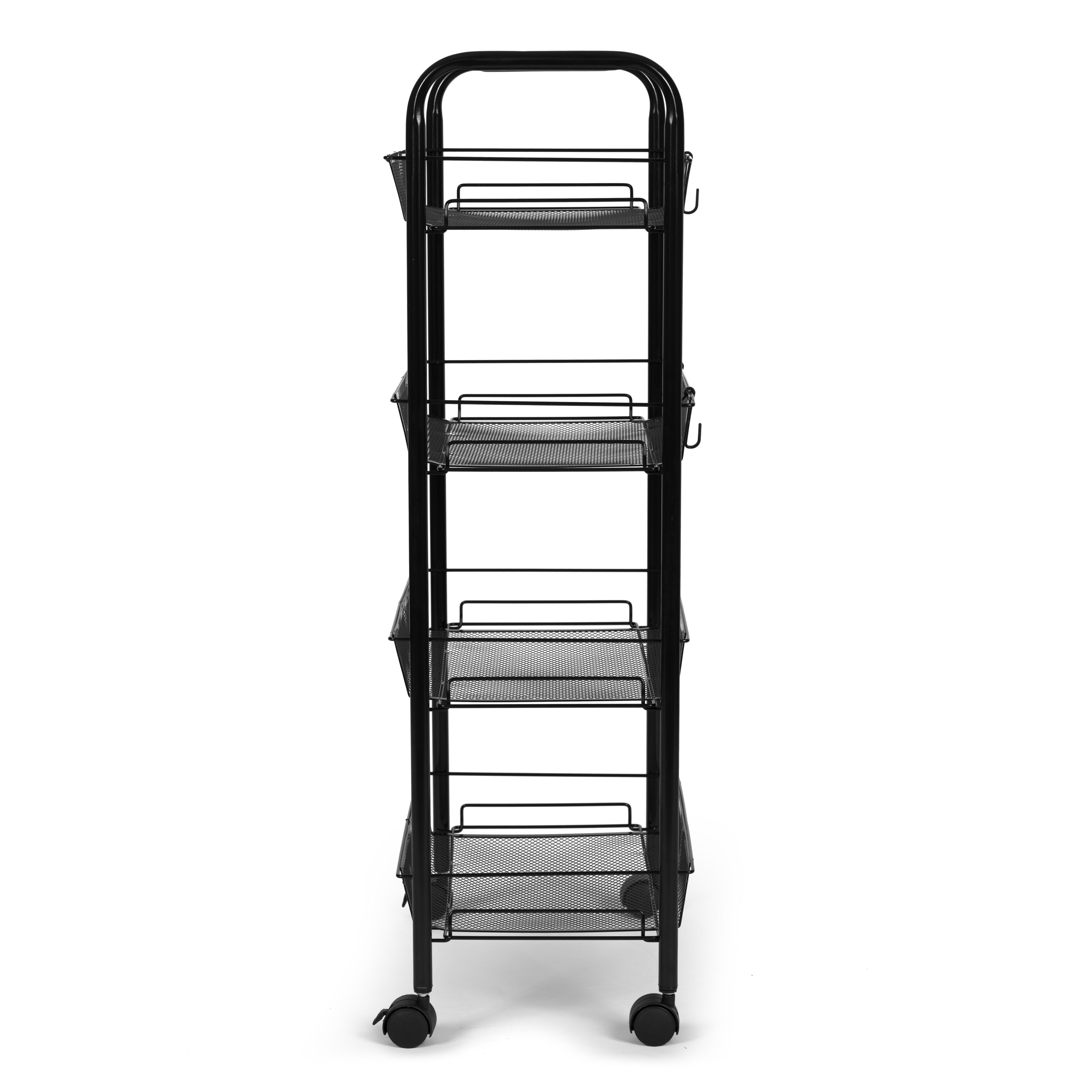 Modernhome metalinė mobilioji lentyna su 4 lygiais ir ratukais – juoda