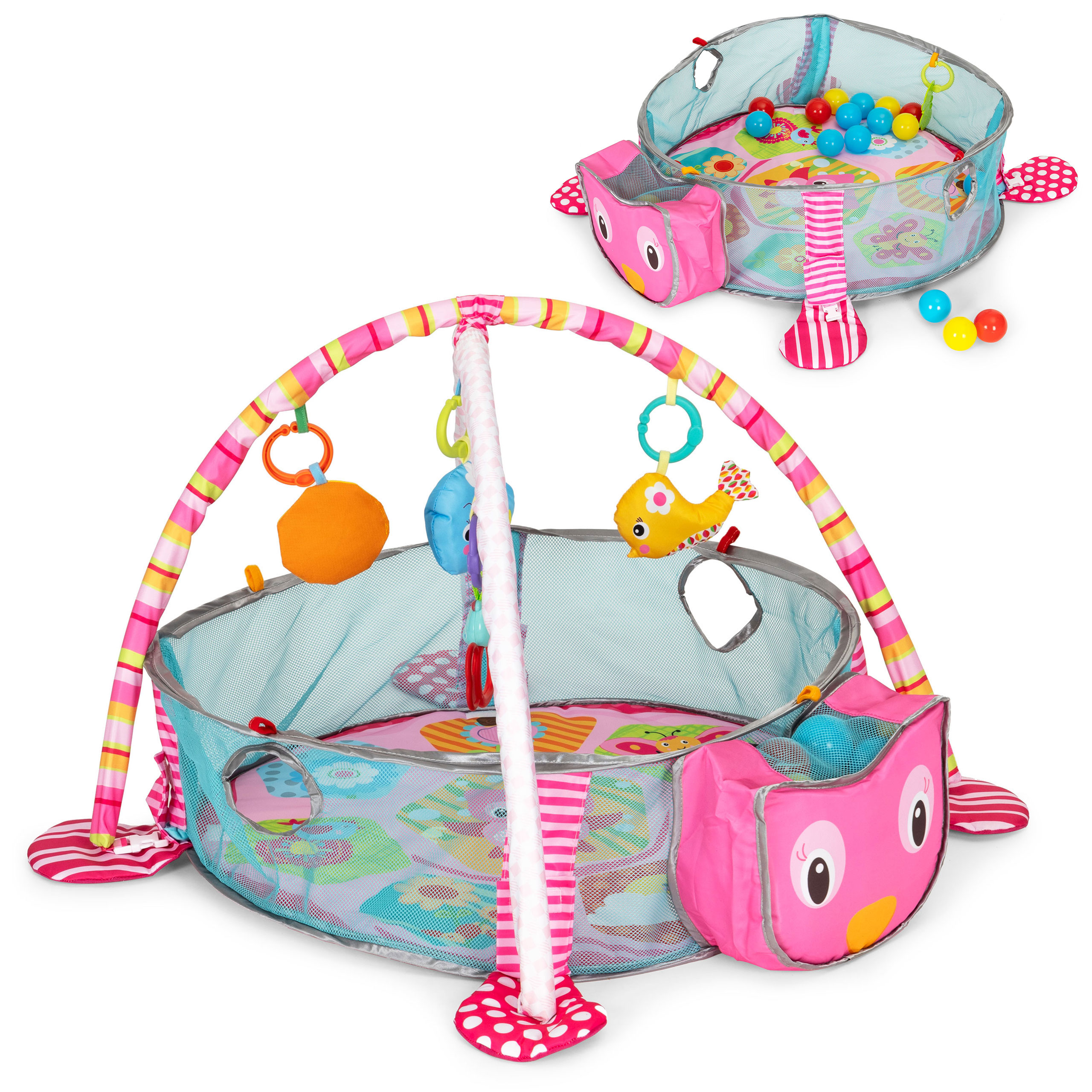 Didelis lavinamasis kilimėlis 3in1 žaidimų aikštelė su 30 kamuoliukų Eco Toys 88970