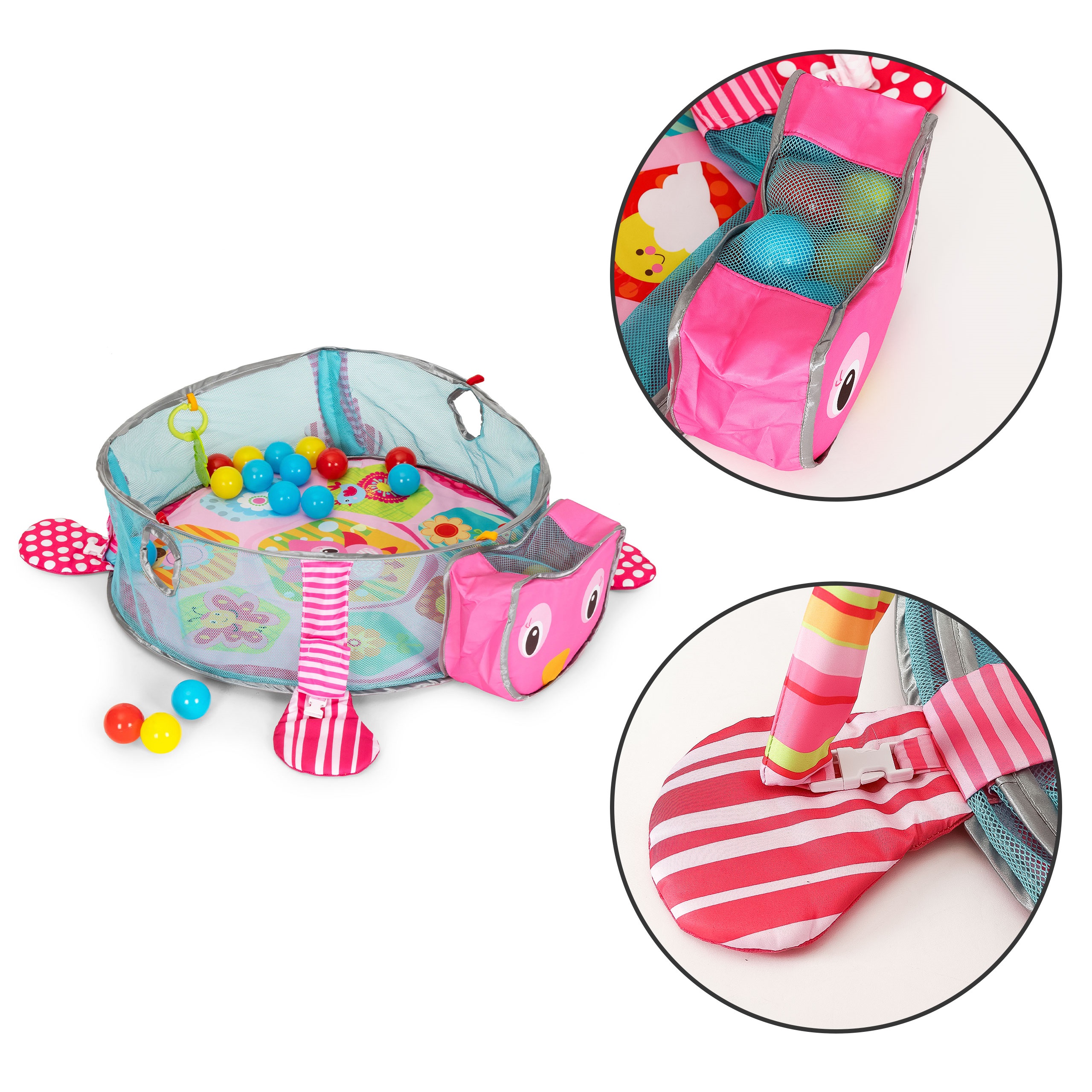 Didelis lavinamasis kilimėlis 3in1 žaidimų aikštelė su 30 kamuoliukų Eco Toys 88970
