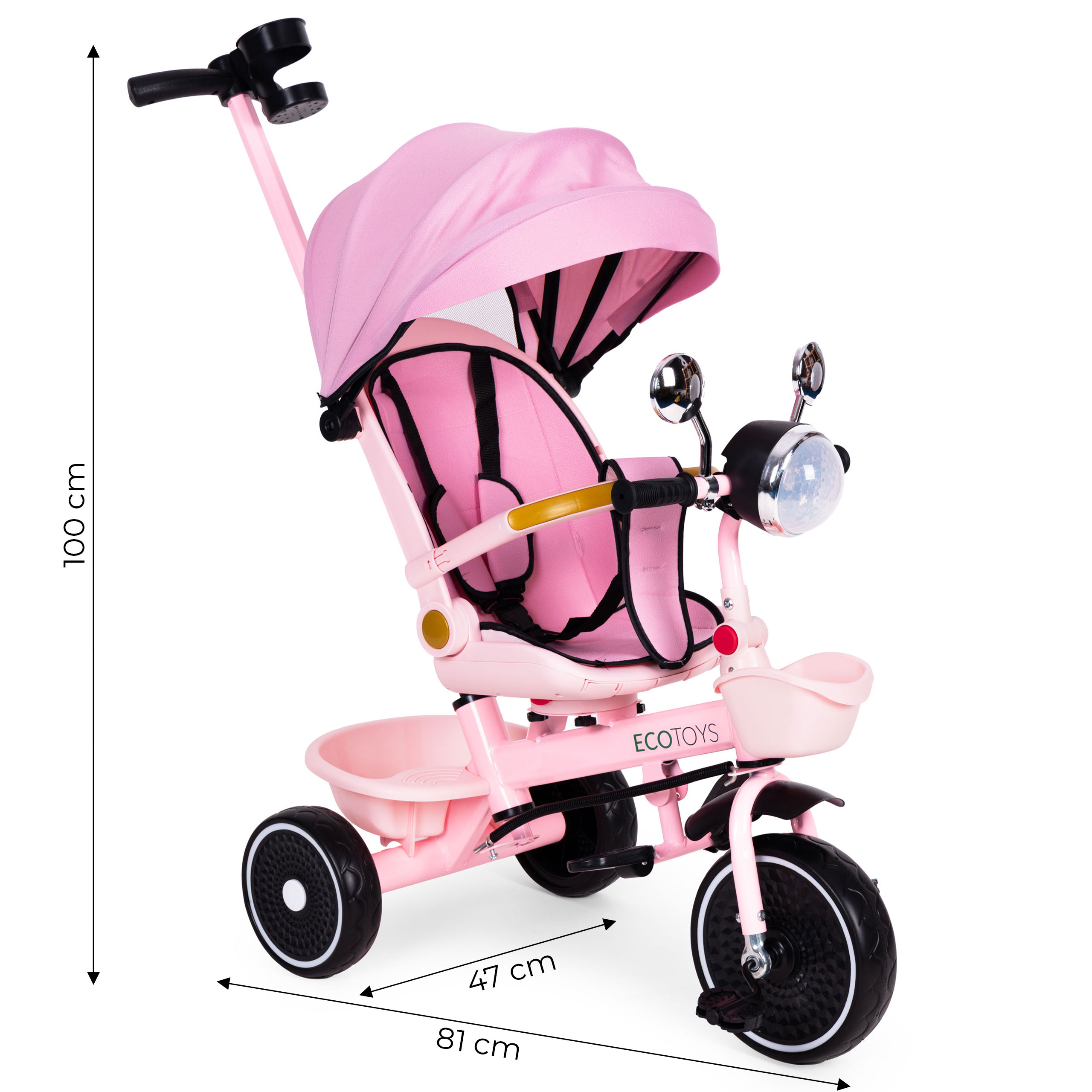 Triratukas vaikams ecotoys su pasukama sėdyne