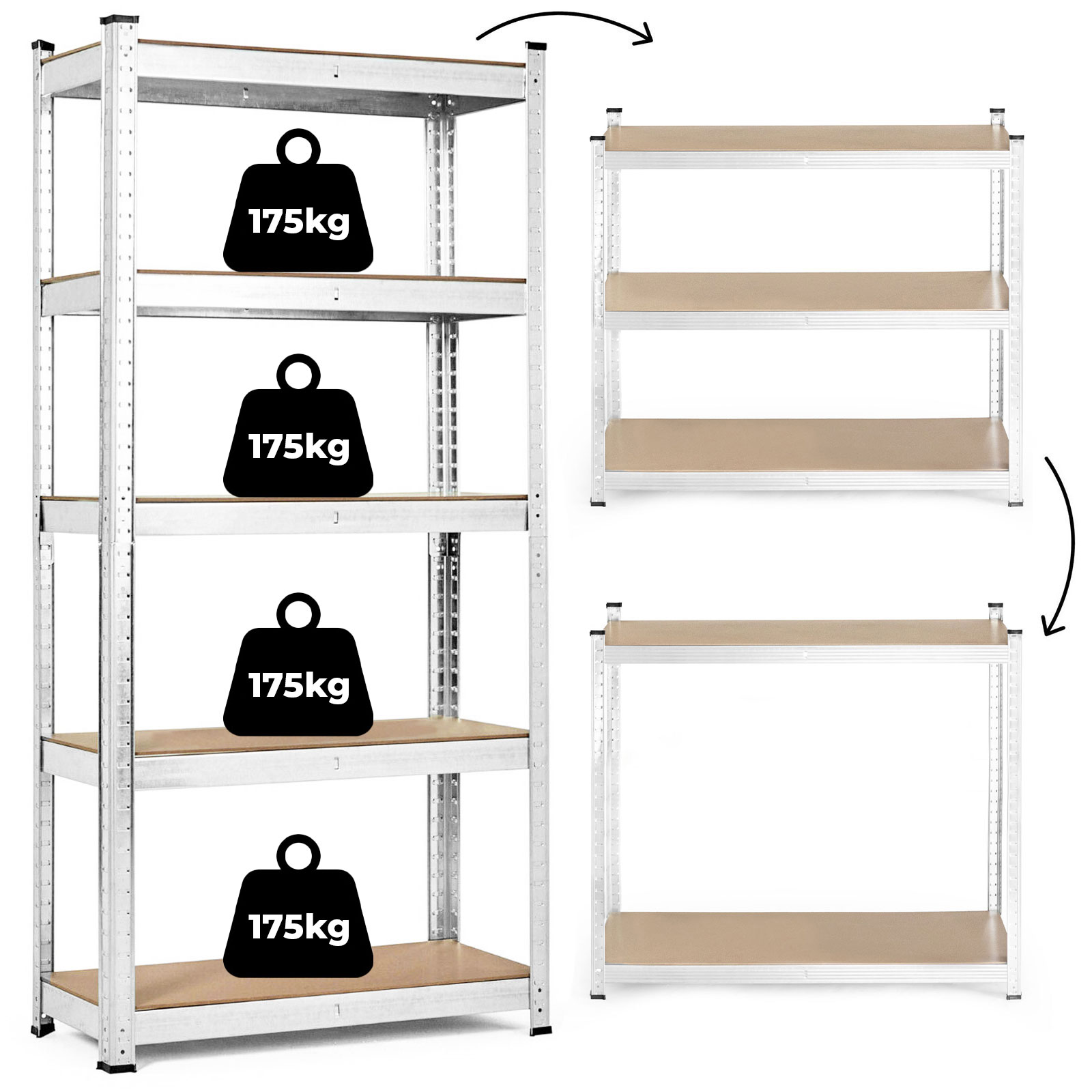 Sandėlio lentyna 180x90x30 cm cinkuoto plieno 5 lentynos 875 kg modernhome