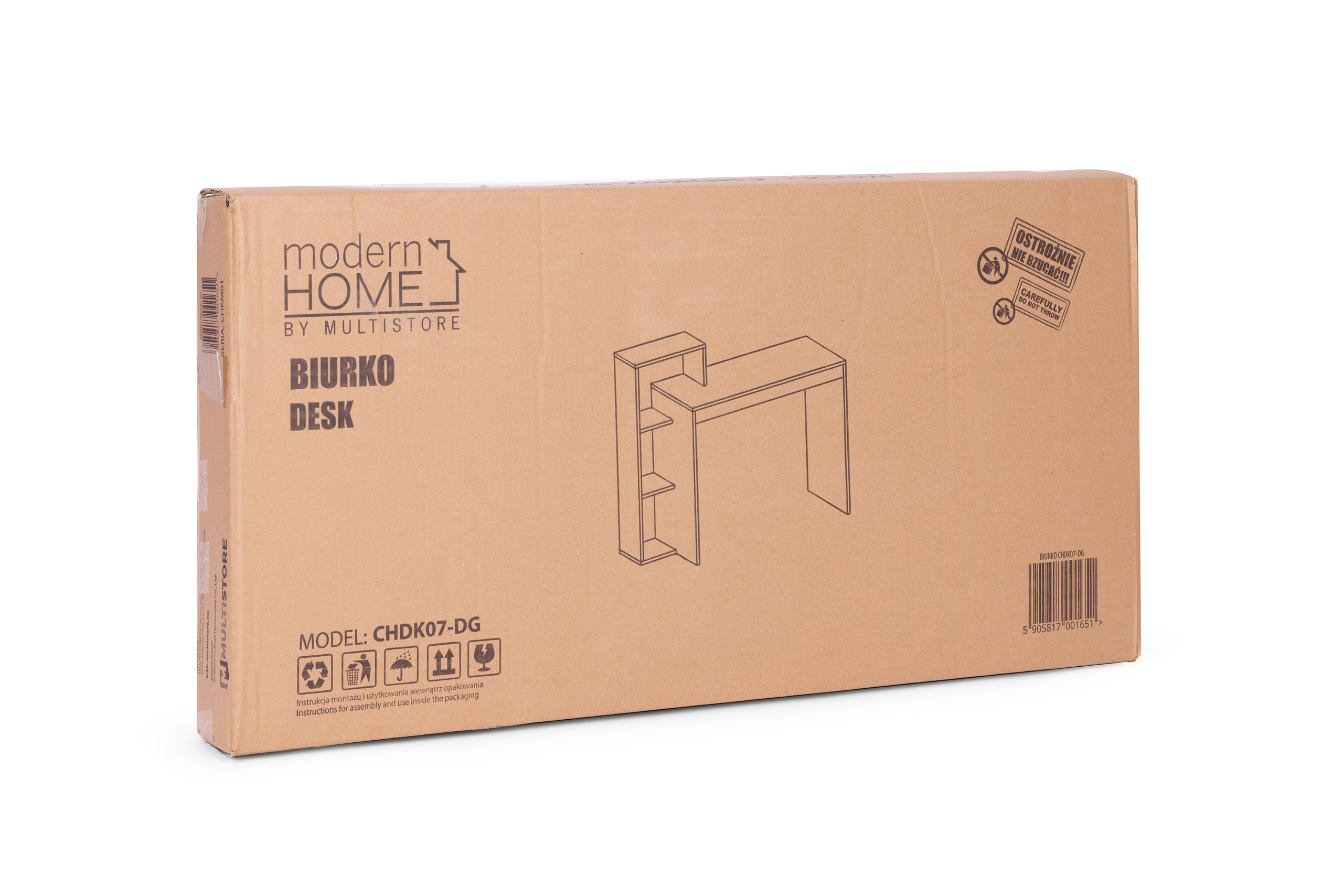 Rašomasis stalas modernhome, 110x40x75 cm, baltas/pilkas