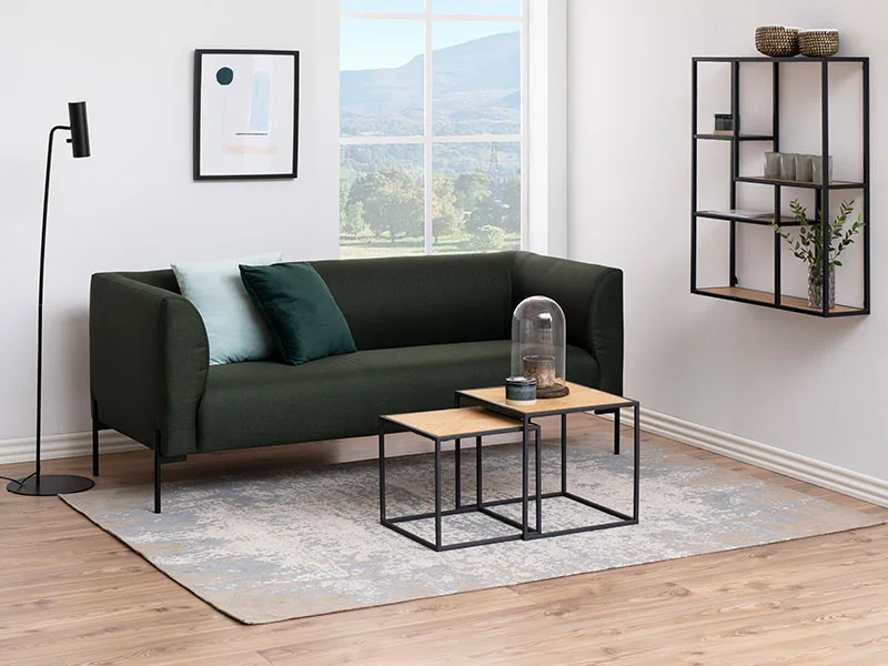 2-ių kavos staliukų komplektas modernhome loft, rudas/juodas