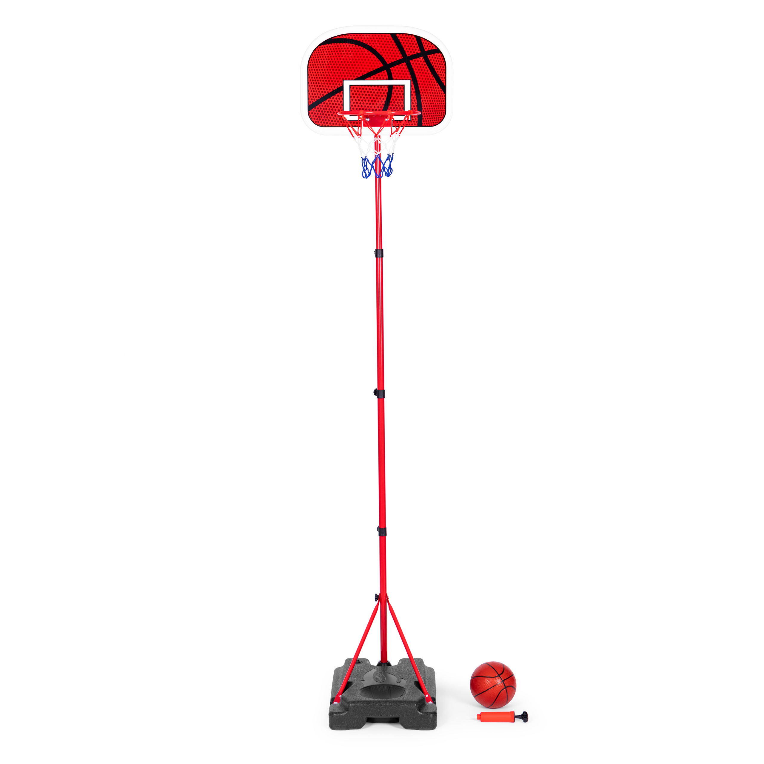 Children's basketball hoop, adjustable height, ball pump