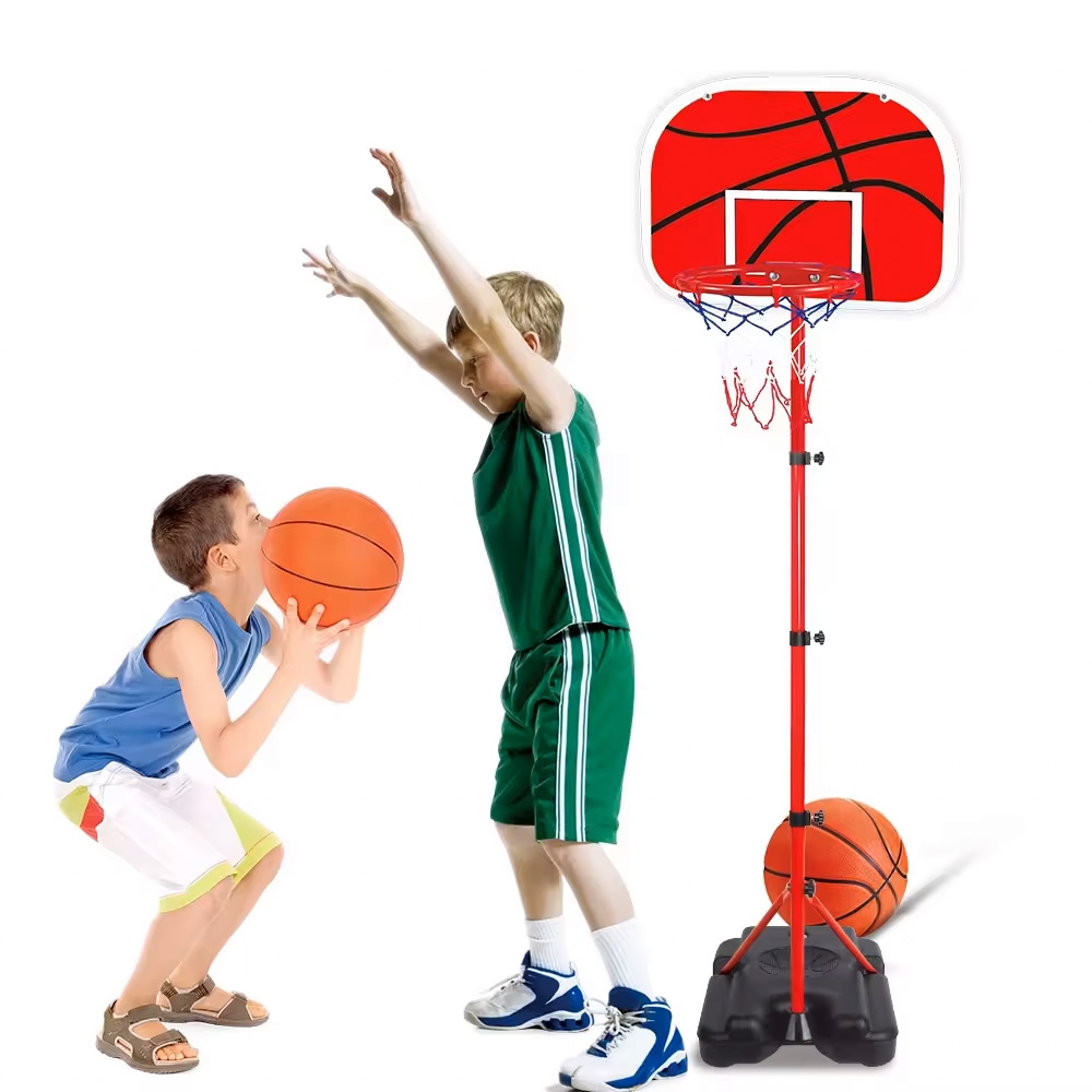 Children's basketball hoop, adjustable height, ball pump
