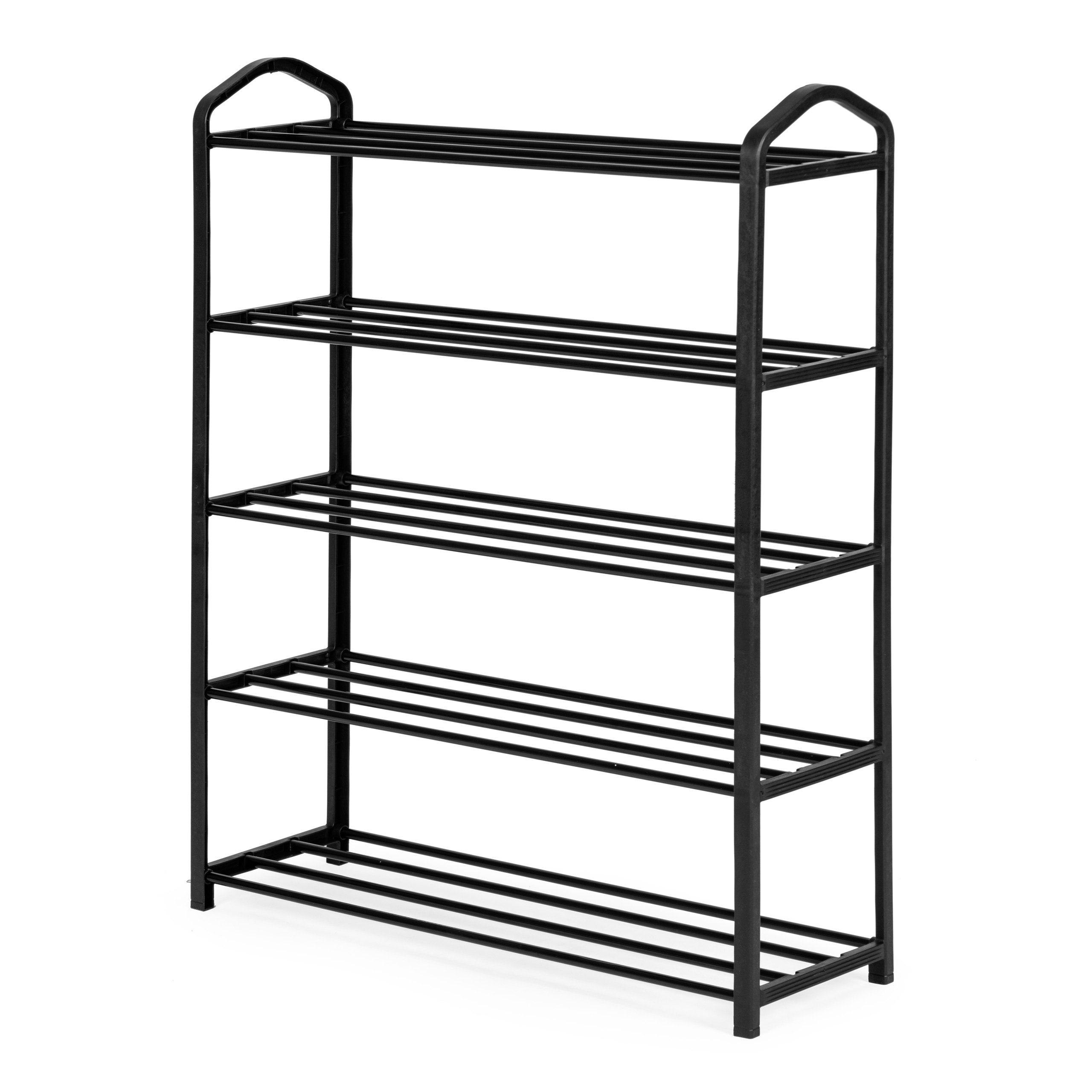 Modernhome metalinė batų lentyna su 5 lentynomis, juoda