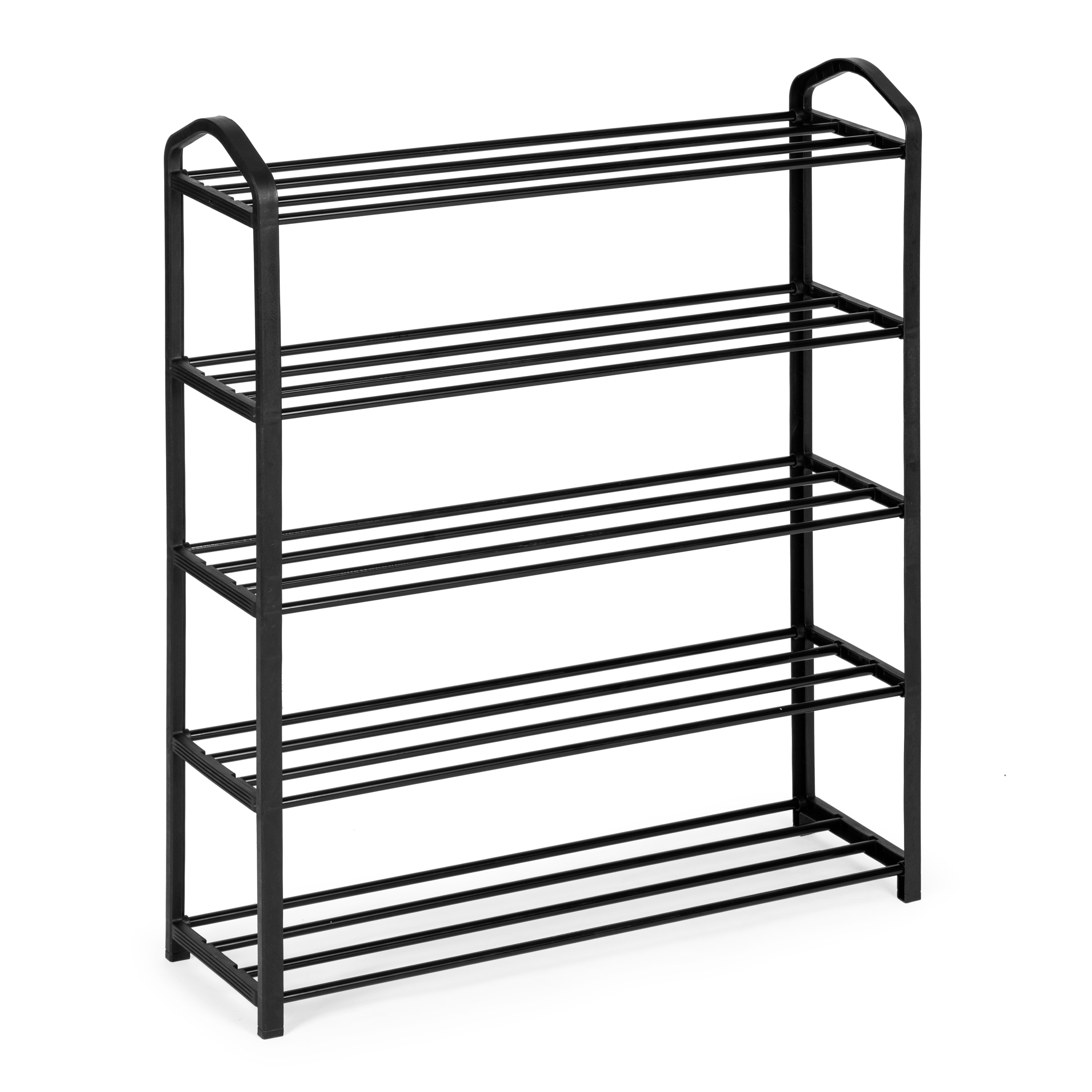 Modernhome metalinė batų lentyna su 5 lentynomis, juoda