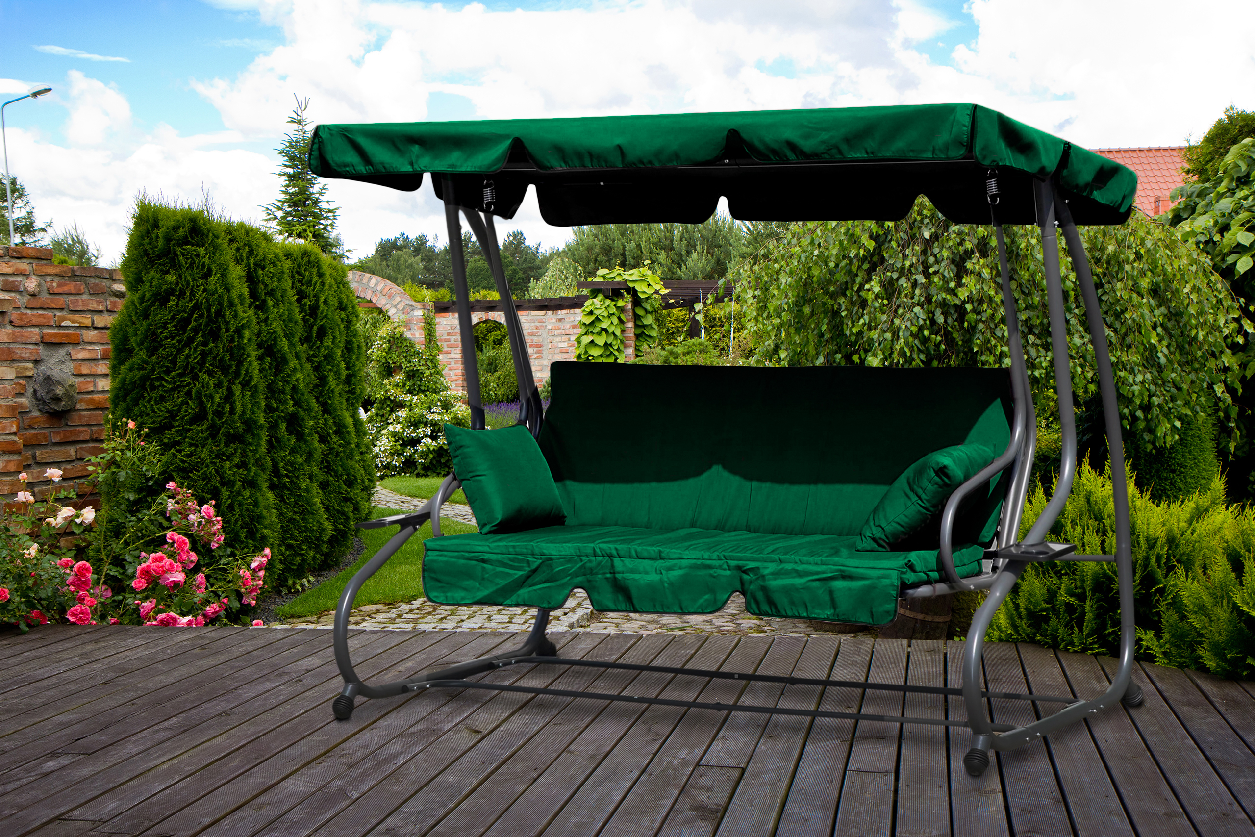 ModernHome sodo sūpynė-sofa, žalia, 200 x 120 x 164 cm