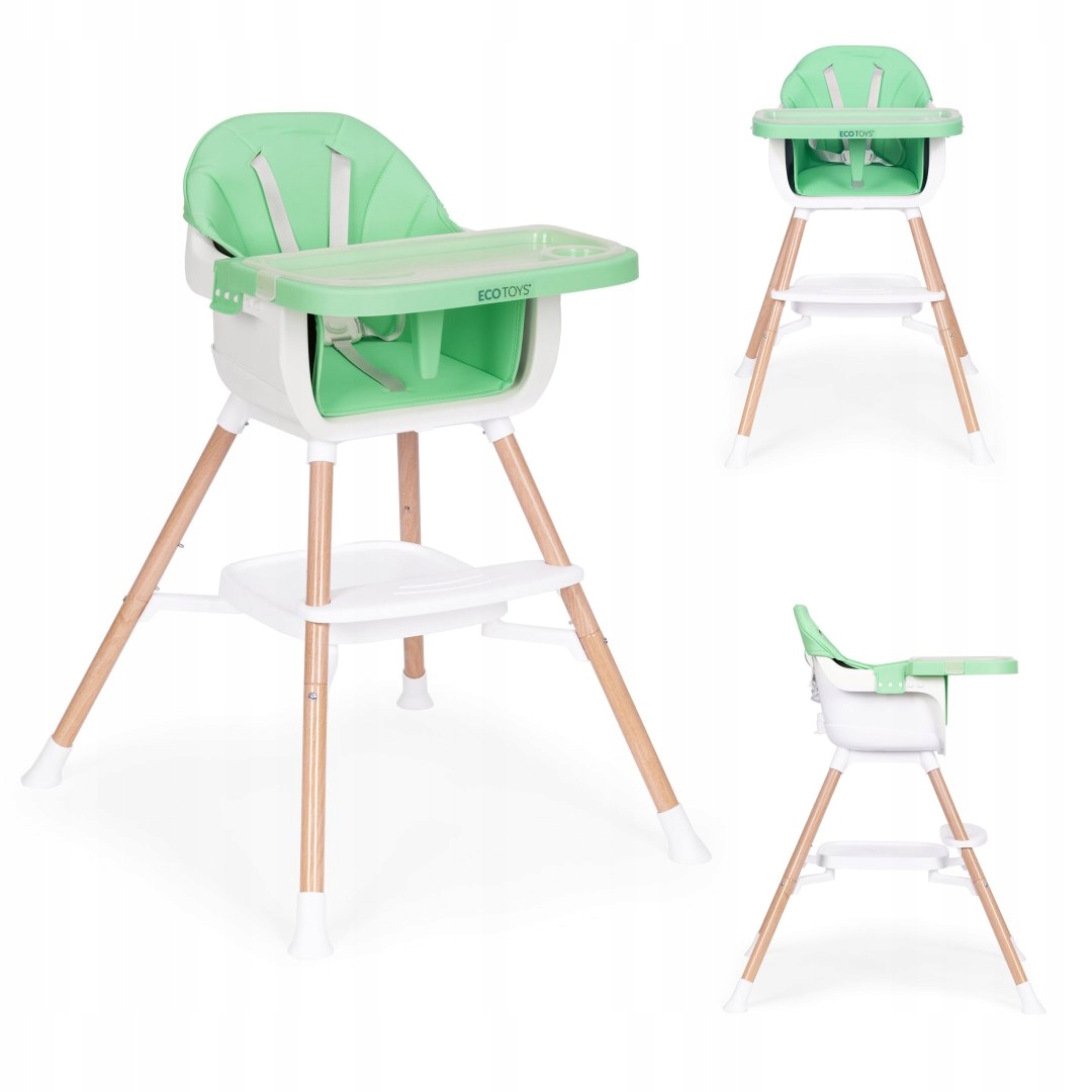 Ecotoys 2 viename maitinimo kėdutė kūdikiams, žalia