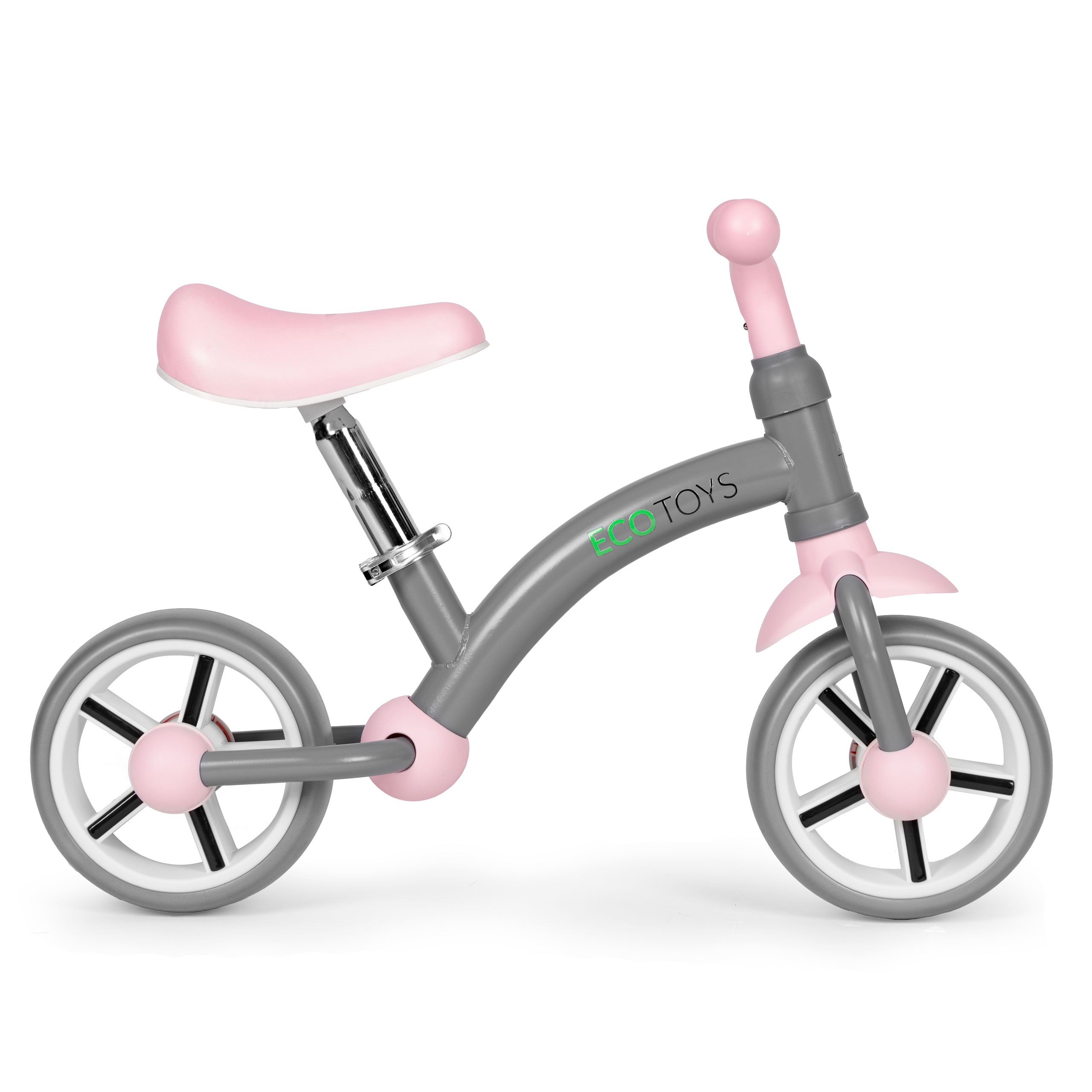 ECOTOYS balansinis dviratukas vaikams su EVA ratukais ir reguliuojama sėdyne, pilkas