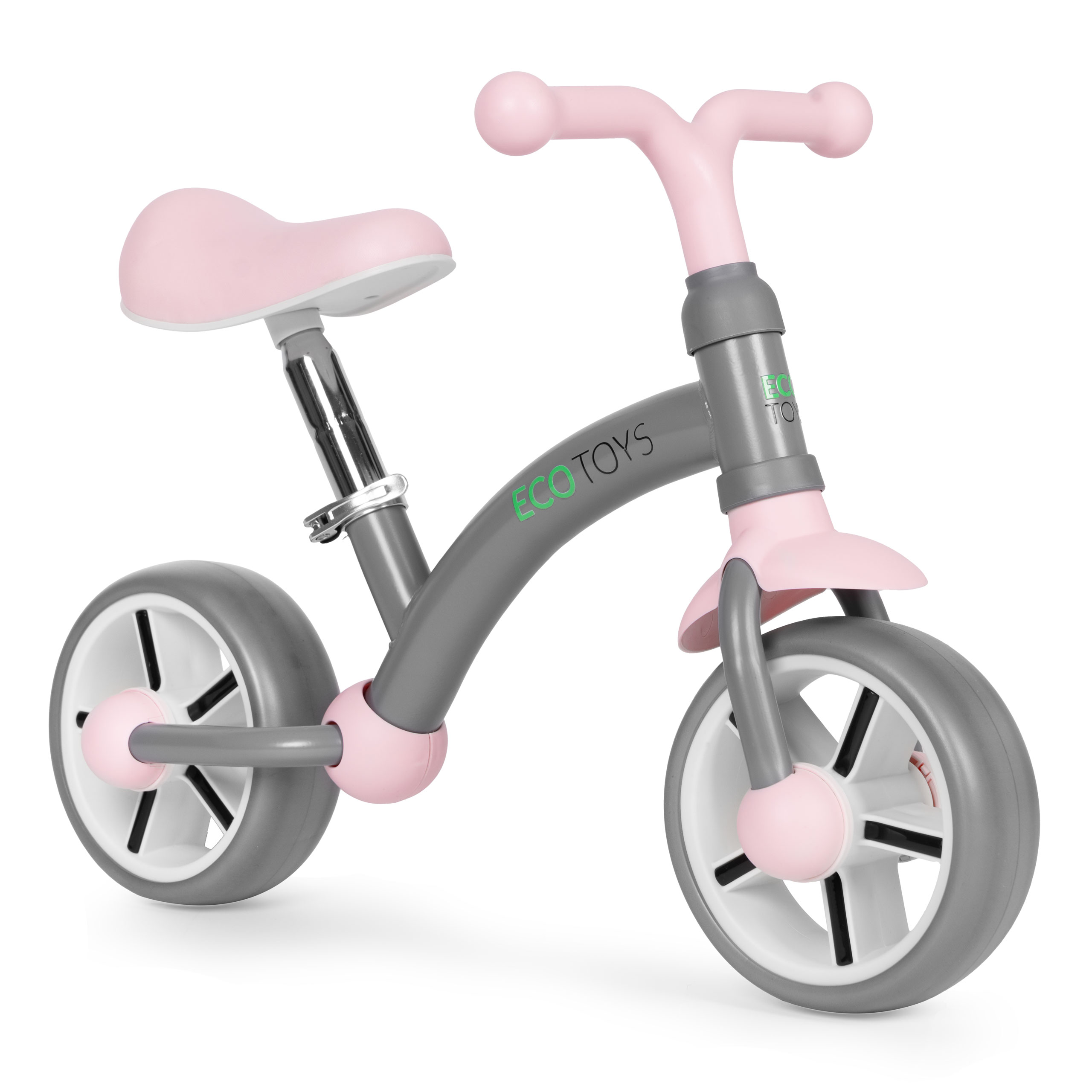 ECOTOYS balansinis dviratukas vaikams su EVA ratukais ir reguliuojama sėdyne, pilkas