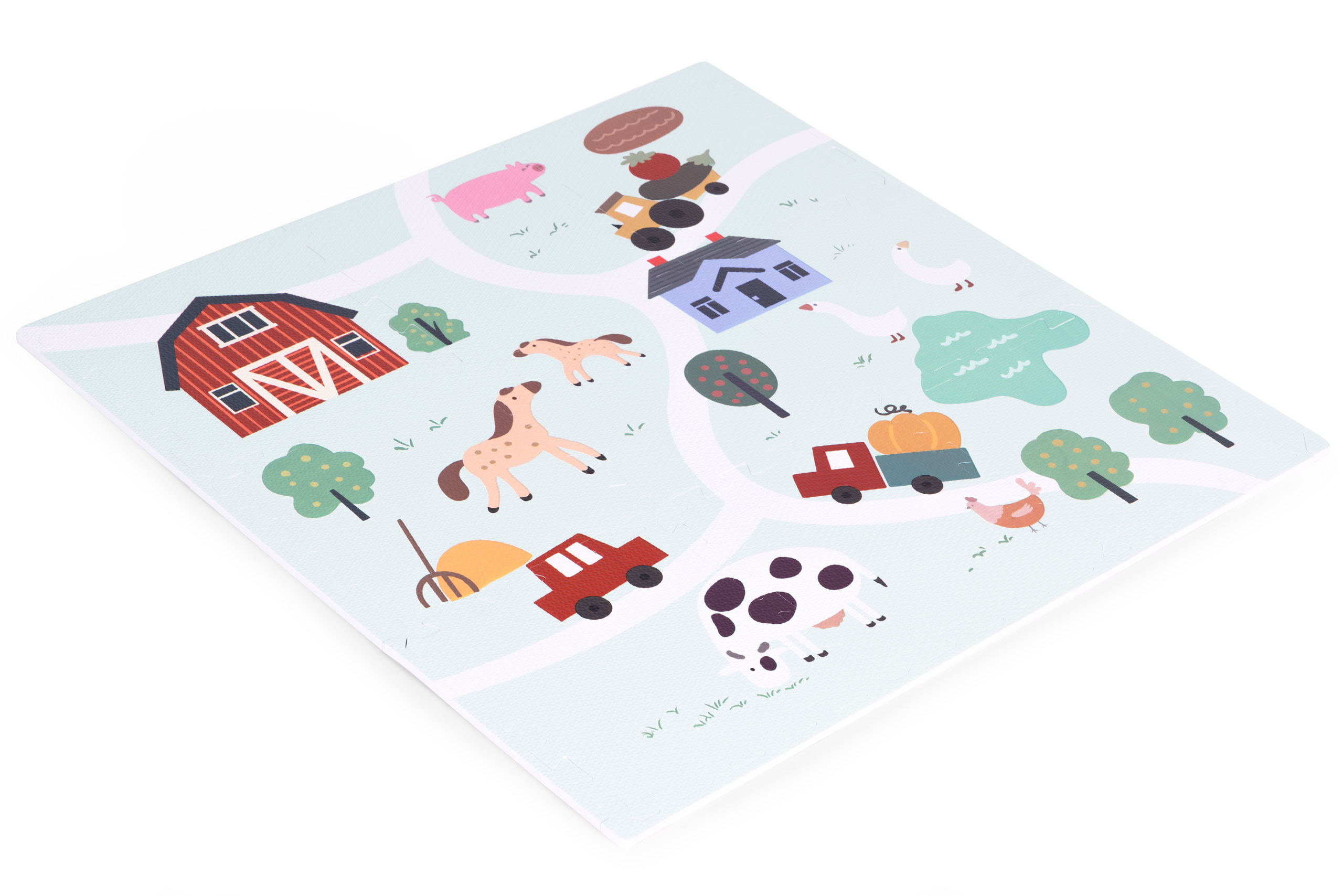 Didelė EVA putplasčio dėlionė vaikams „Ferma“ (90,5 x 90,5 cm, 21 dalis) – ECOTOYS