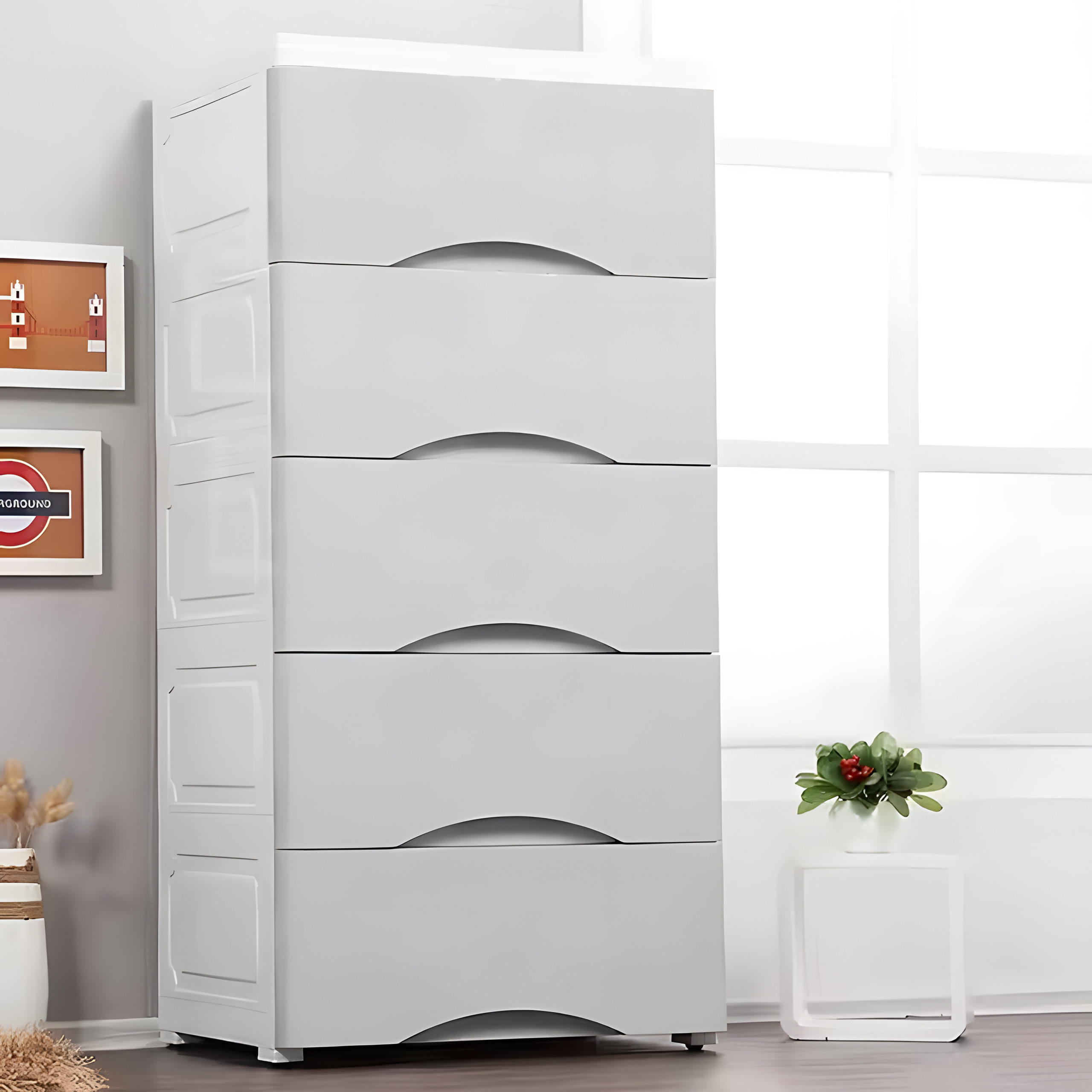 Penkių stalčių lentyna su ratukais – modernhome