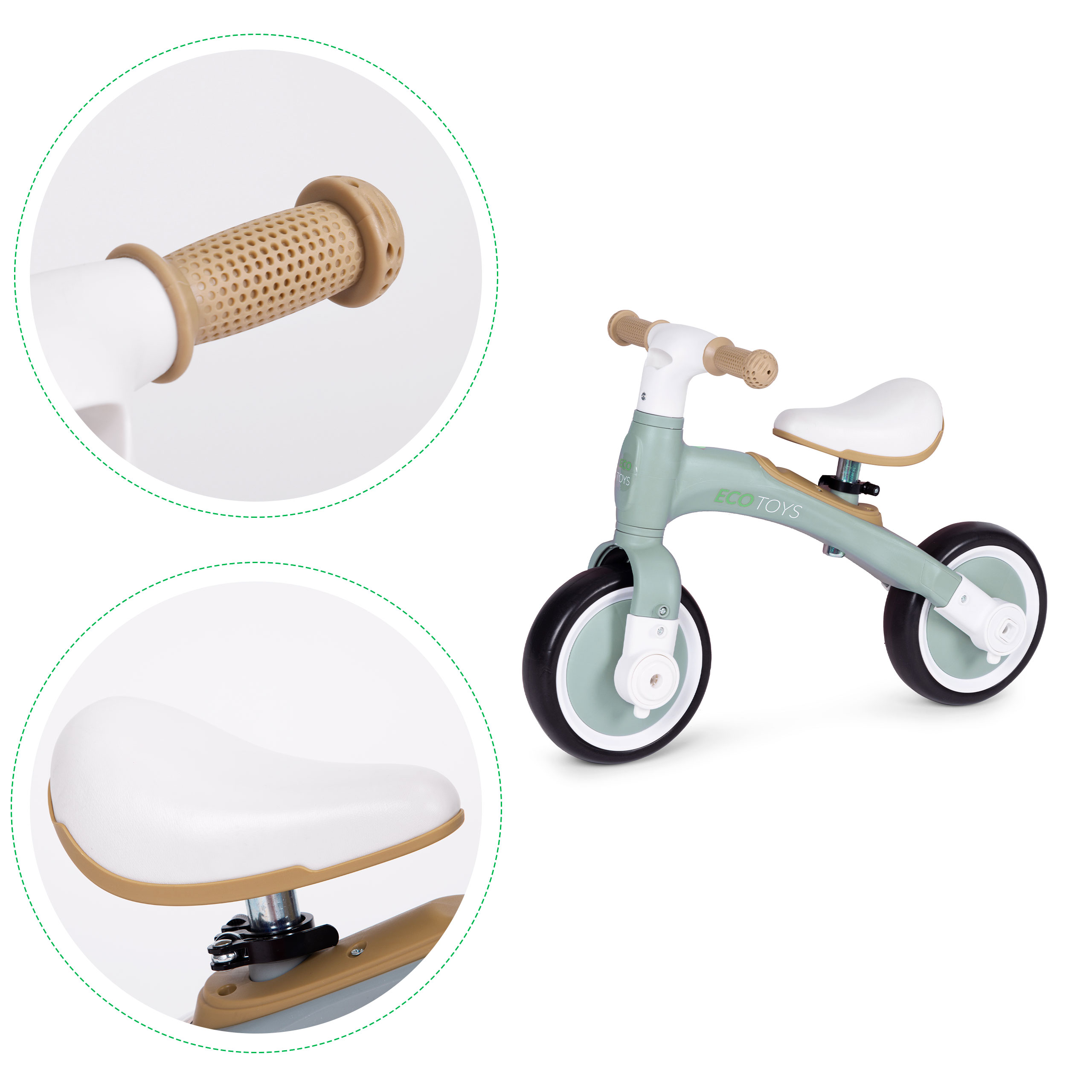 Balansinis dviratukas žalias - ECOTOYS