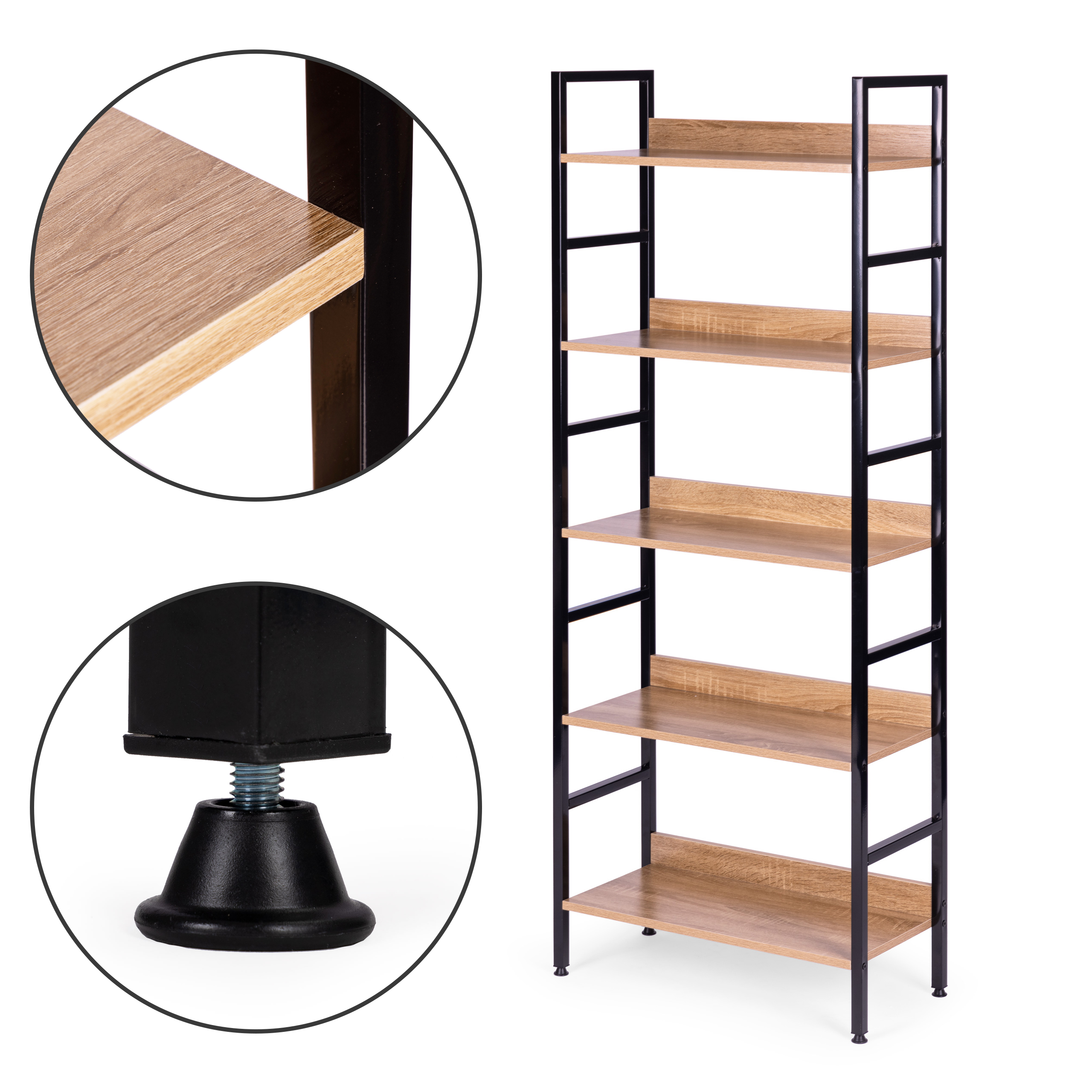 Modernhome loftinio stiliaus lentyna su 5 lentynomis, 160 cm aukščio