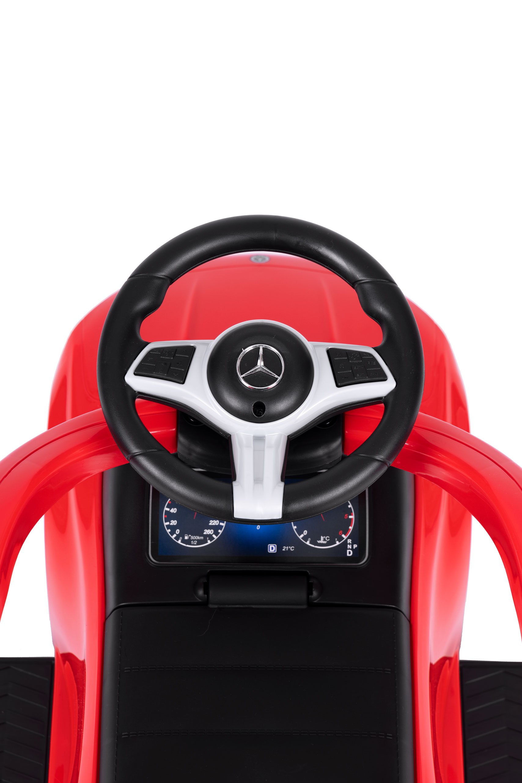 Vaikiška stumiamoji mašinėlė mercedes c klasė su interaktyviu vairu ir stūmimo rankena