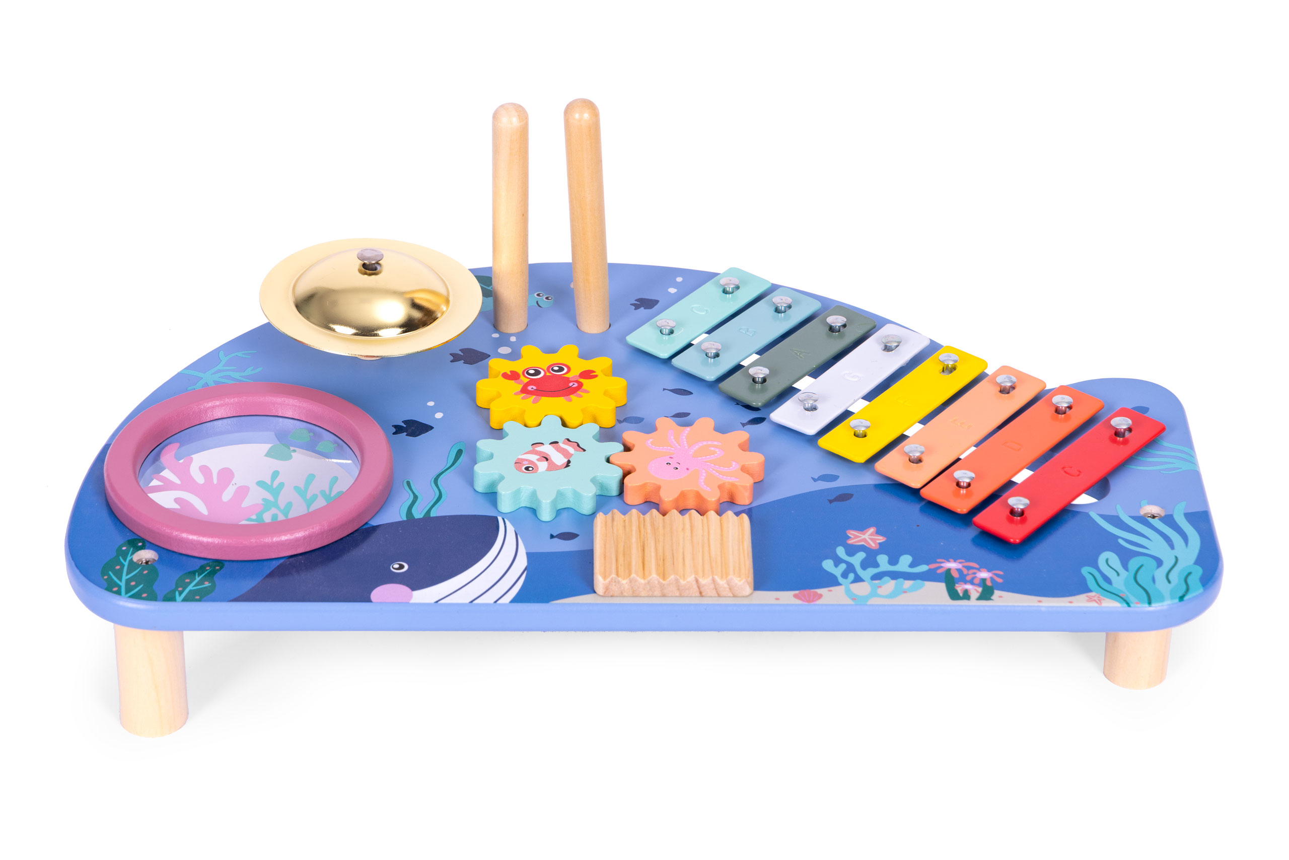 Medinis muzikinis staliukas su instrumentais - ecotoys