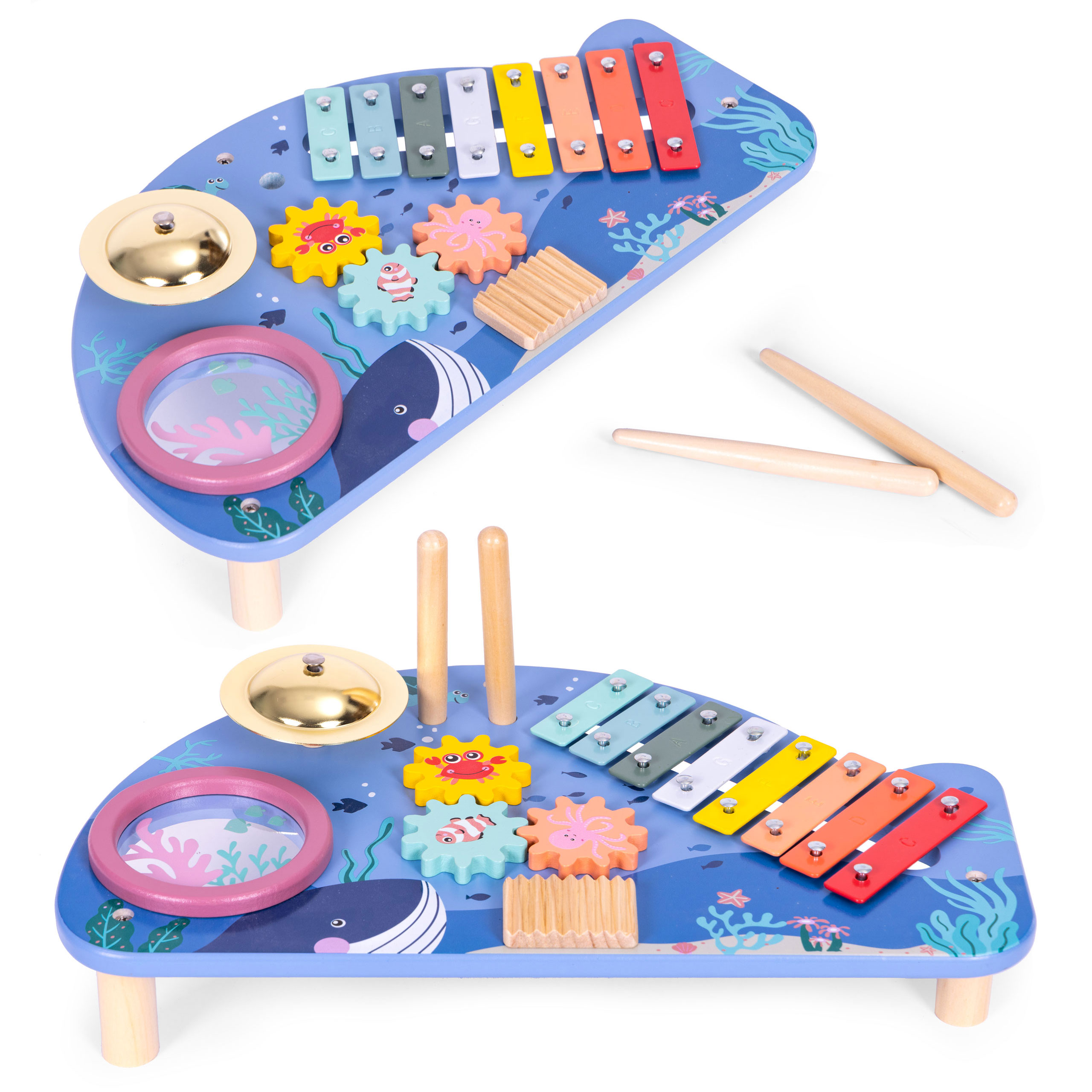 Medinis muzikinis staliukas su instrumentais - ecotoys