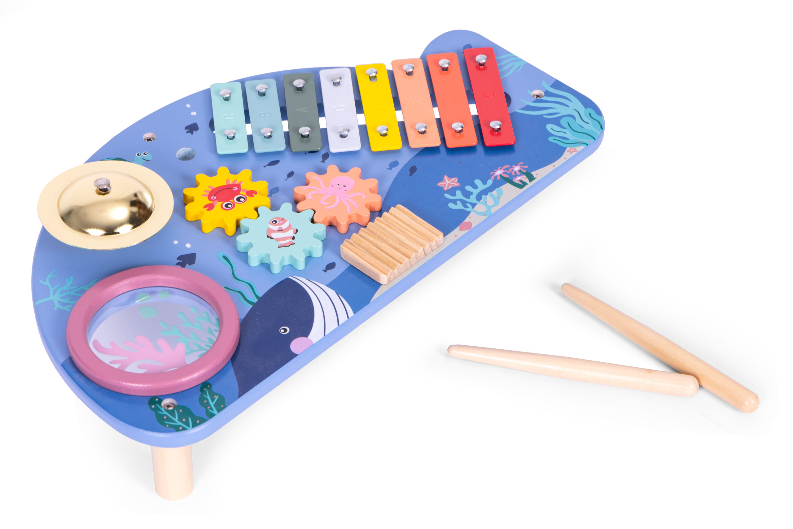 Medinis muzikinis staliukas su instrumentais - ecotoys